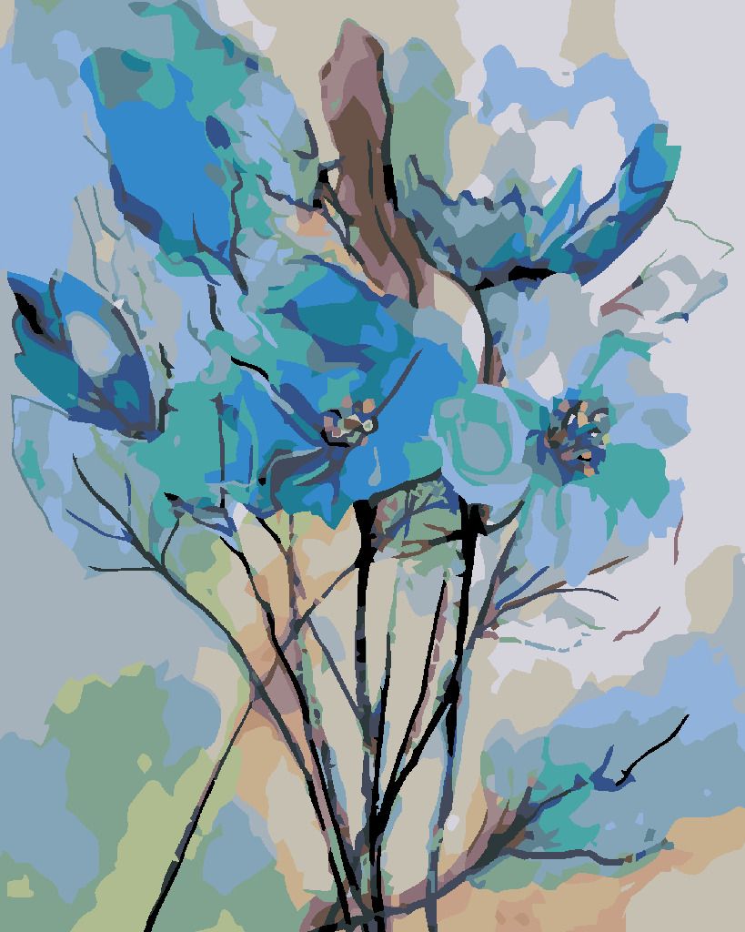 zuty Malování podle čísel - ABSTRAKCE MODRÝCH KVĚTIN - Rozměr: 40x50 cm, Rámování: Varianta: vypnuté plátno na rám - obrázek 7