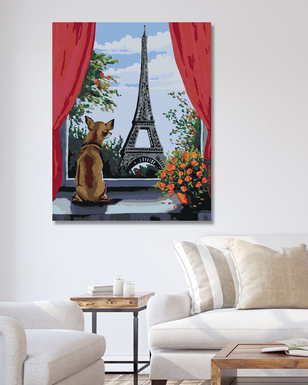 zuty Malování podle čísel - PEJSEK V OKNĚ A VÝHLED NA EIFFELOVKU - Rozměr: 40x50 cm, Rámování: Varianta: bez rámu a bez vypnutí plátna - obrázek 9