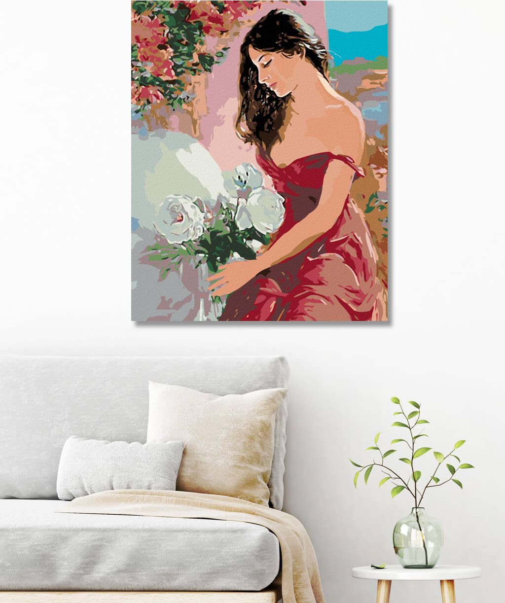 zuty Malování podle čísel - ŽENA A RŮŽE - Rozměr: 40x50 cm, Rámování: Varianta: bez rámu a bez vypnutí plátna - obrázek 6