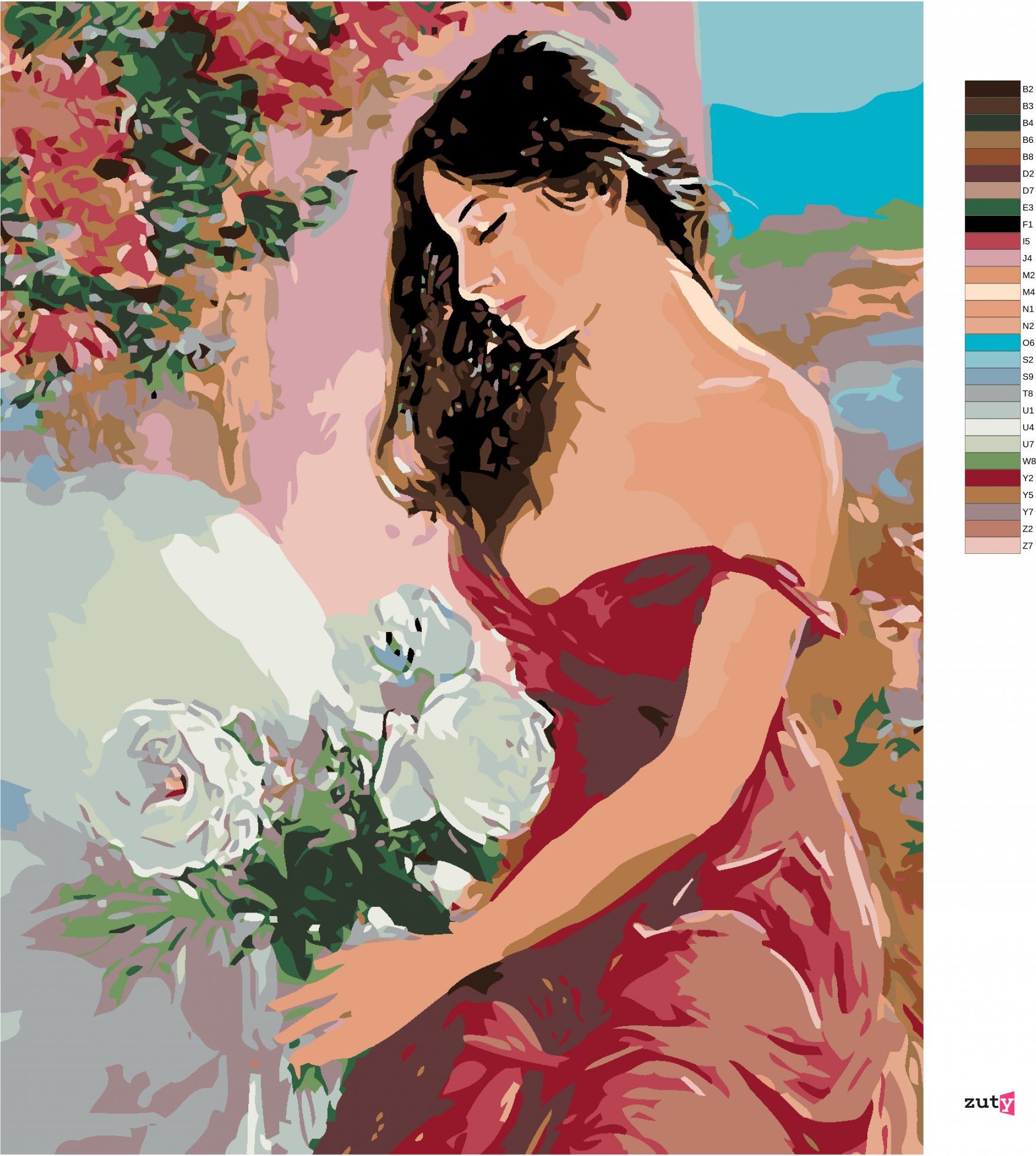 zuty Malování podle čísel - ŽENA A RŮŽE - Rozměr: 40x50 cm, Rámování: Varianta: bez rámu a bez vypnutí plátna - obrázek 10