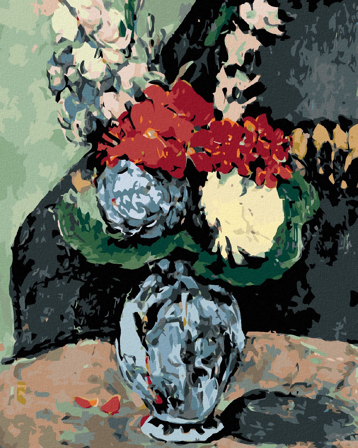 zuty Malování podle čísel - DAHLIE V DELFTSKÉ VÁZE (P. CÉZANNE) - Rozměr: 40x50 cm, Rámování: Varianta: vypnuté plátno na rám - obrázek 1