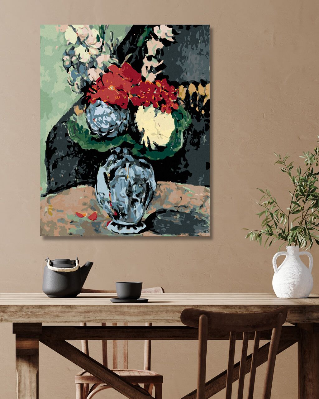 zuty Malování podle čísel - DAHLIE V DELFTSKÉ VÁZE (P. CÉZANNE) - Rozměr: 40x50 cm, Rámování: Varianta: vypnuté plátno na rám - obrázek 6