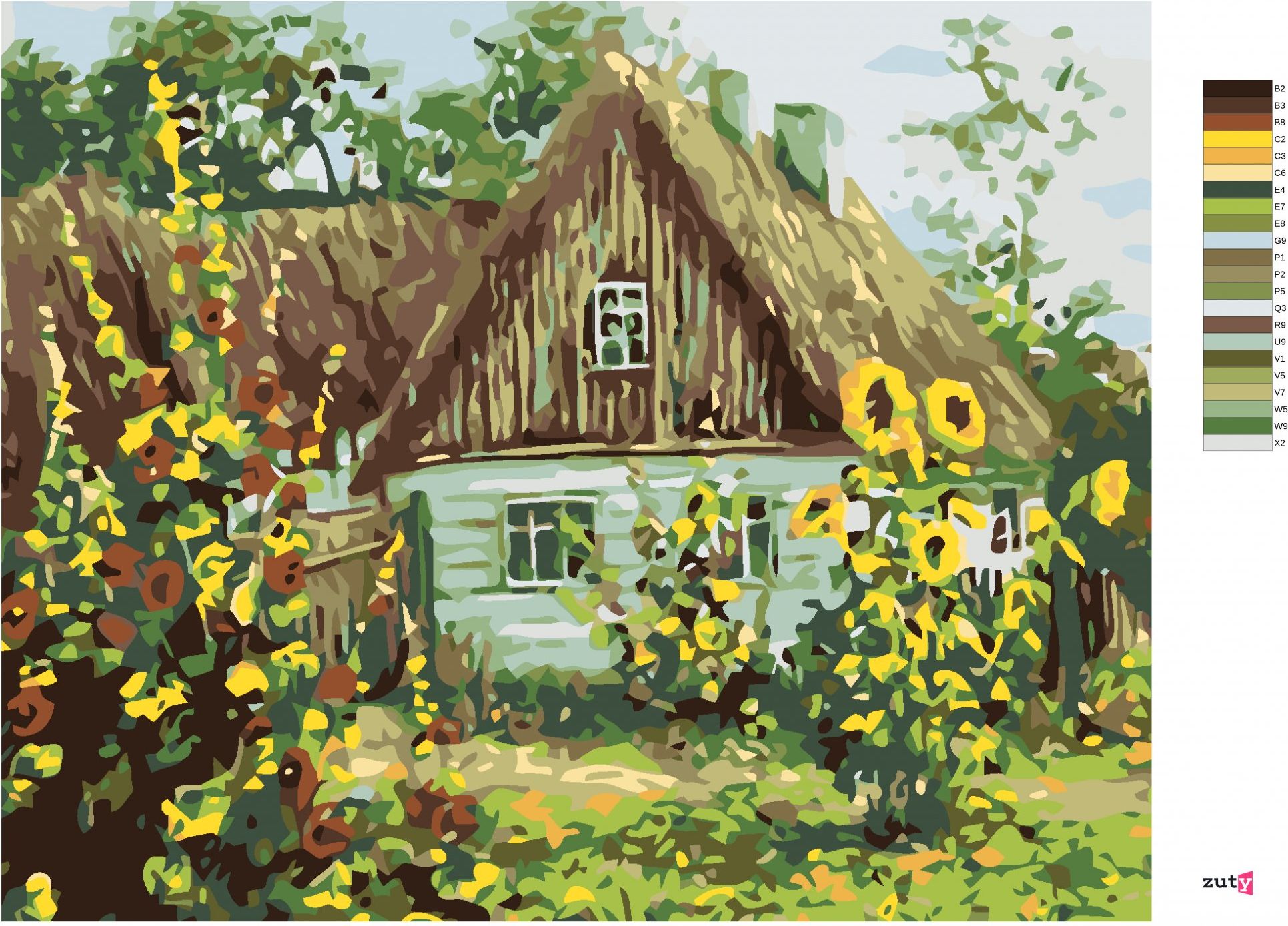 zuty Malování podle čísel - CHALUPA SE ŠINDELOVOU STŘECHOU - Rozměr: 40x50 cm, Rámování: Varianta: vypnuté plátno na rám - obrázek 9