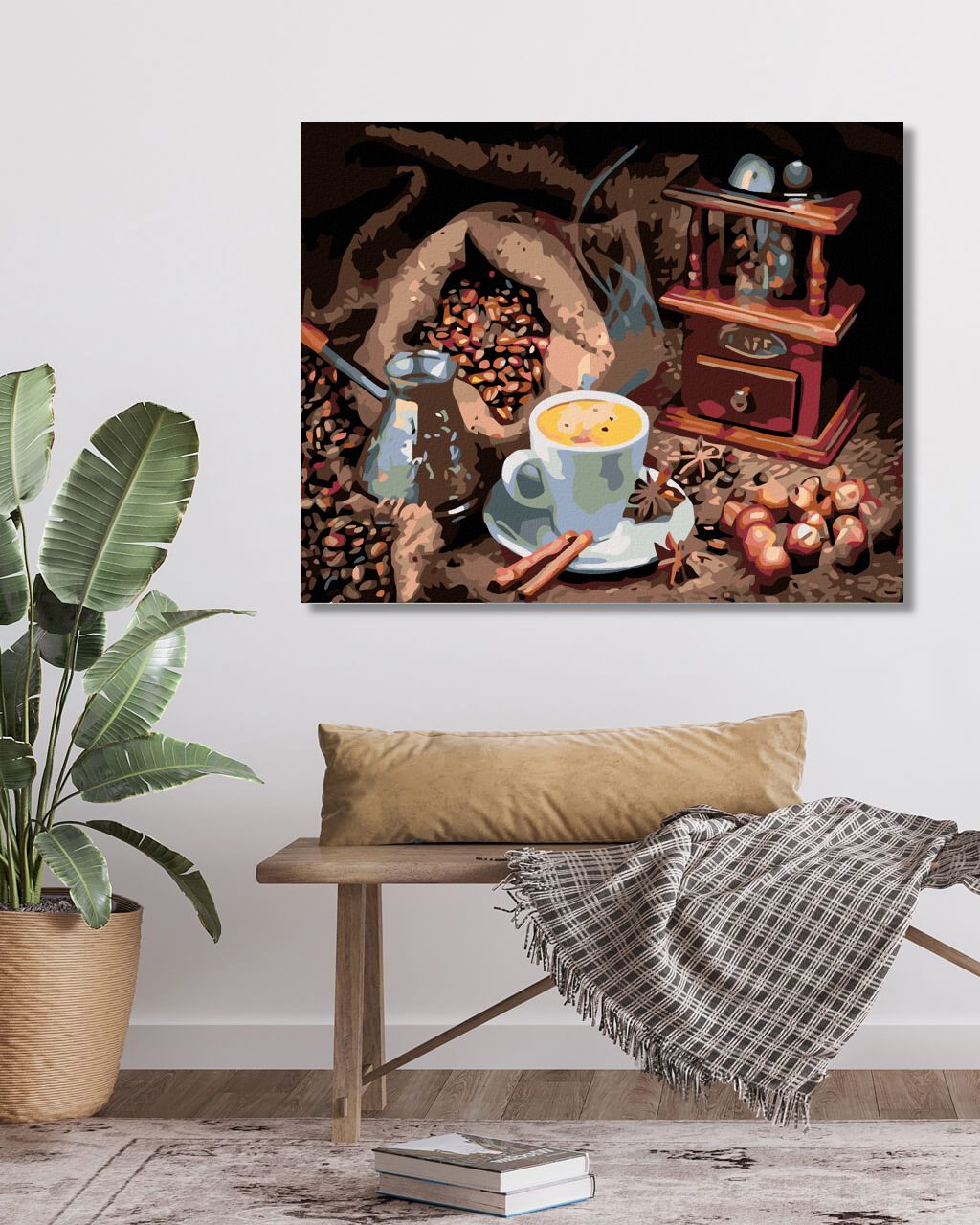 zuty Malování podle čísel - ŠÁLEK KÁVY A KÁVOVÁ ZRNÍČKA - Rozměr: 40x50 cm, Rámování: Varianta: vypnuté plátno na rám - obrázek 4