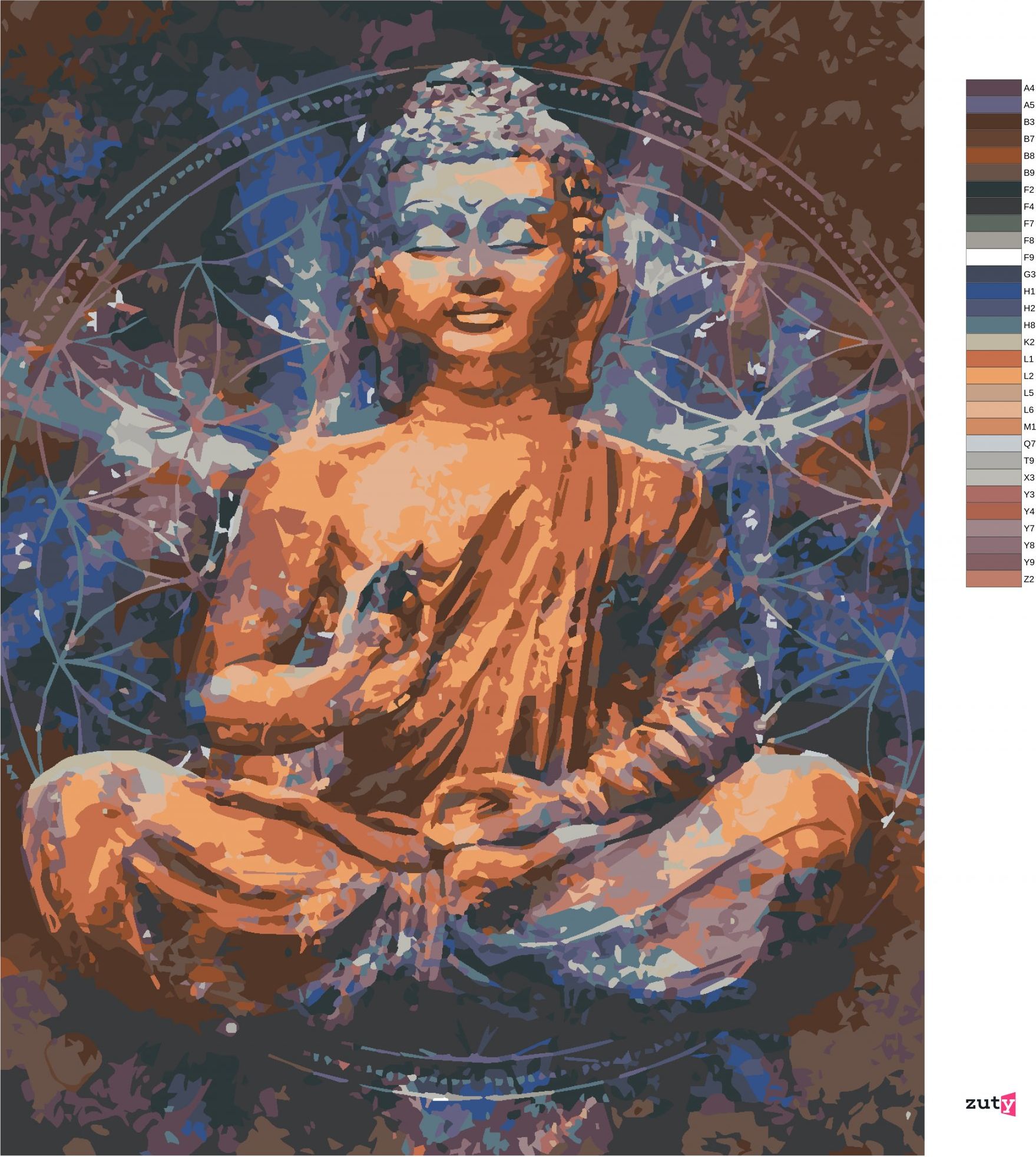 zuty Malování podle čísel - HVĚZDNÝ BUDDHA III - Rozměr: 40x50 cm, Rámování: Varianta: bez rámu a bez vypnutí plátna - obrázek 2