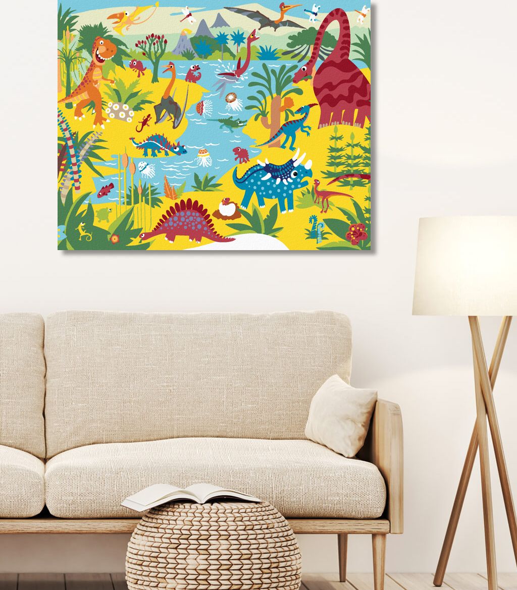 zuty Malování podle čísel - VESELÍ DINOSAUŘI - Rozměr: 40x50 cm, Rámování: Varianta: vypnuté plátno na rám - obrázek 8
