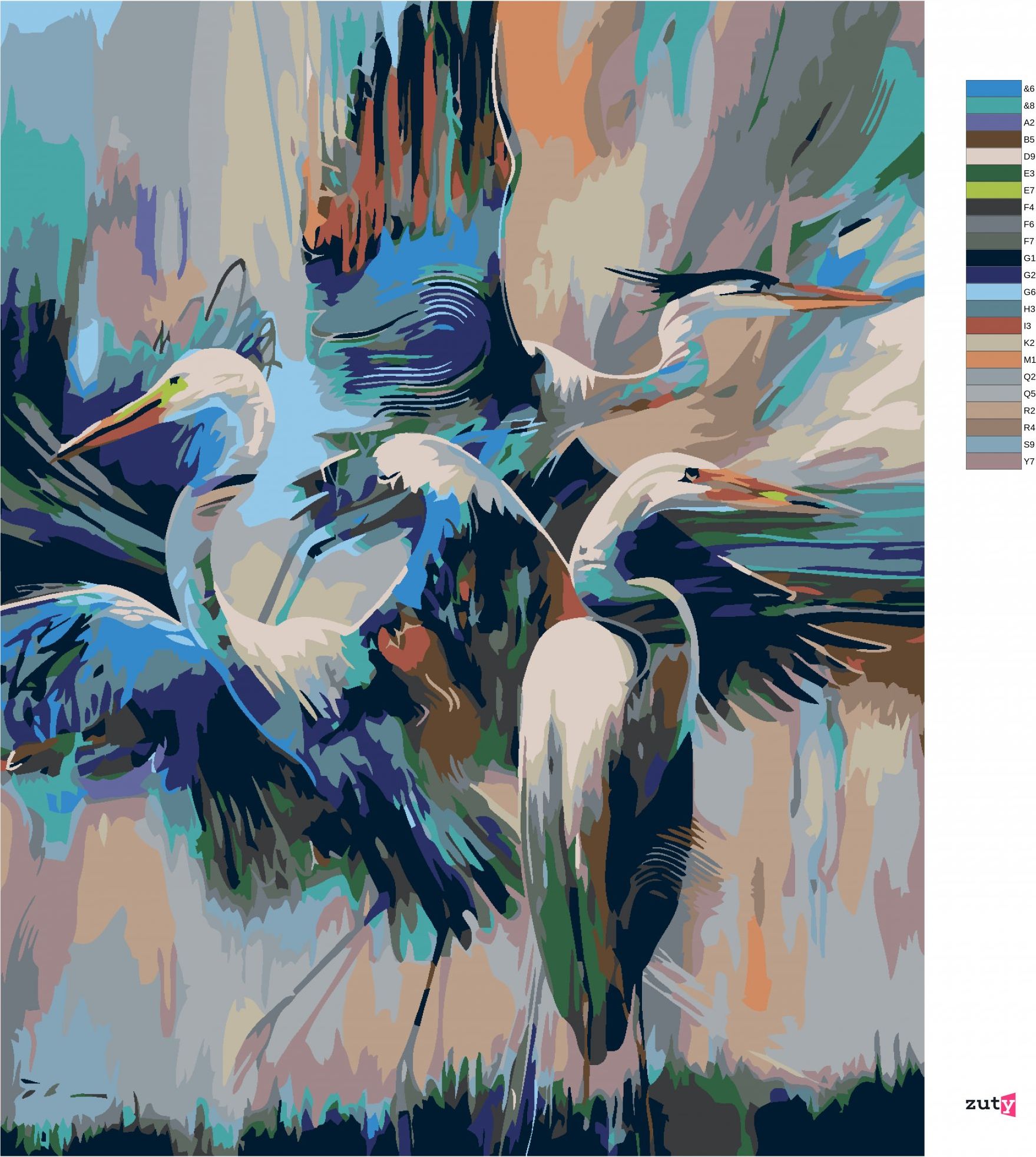 zuty Malování podle čísel - VOLAVKY - Rozměr: 40x50 cm, Rámování: Varianta: vypnuté plátno na rám - obrázek 2