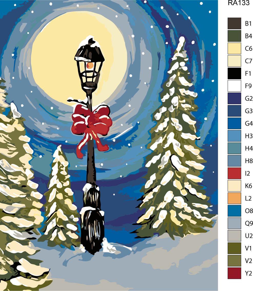 zuty Malování podle čísel - ZASNĚŽENÁ LAMPA MEZI STROMY - Rozměr: 40x50 cm, Rámování: Varianta: vypnuté plátno na rám - obrázek 6