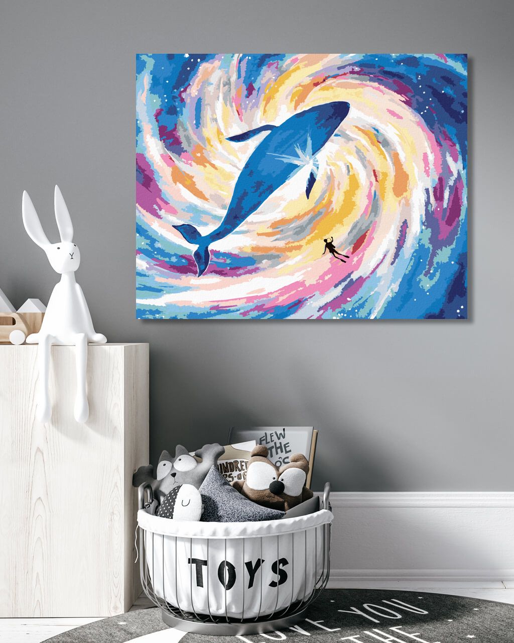 zuty Malování podle čísel - VESMÍRNA VELRYBA - Rozměr: 40x50 cm, Rámování: Varianta: bez rámu a bez vypnutí plátna - obrázek 3