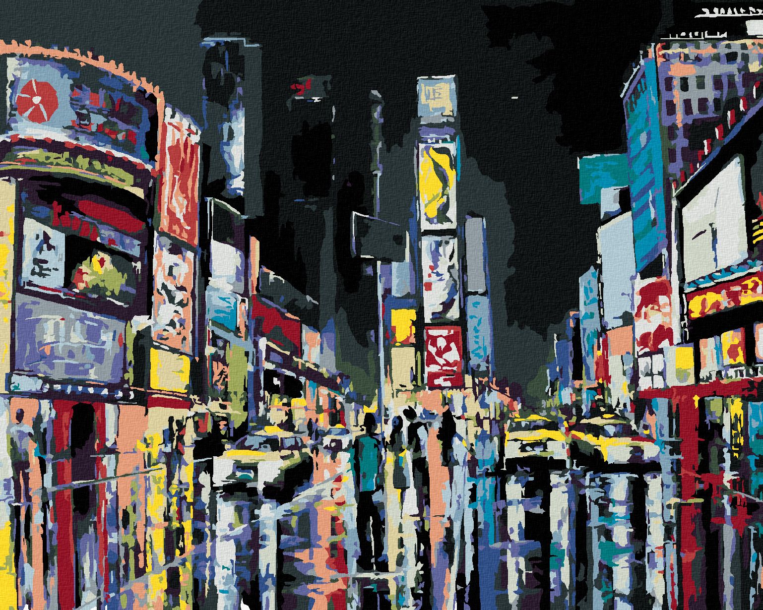 zuty Malování podle čísel - POHLED NA NOČNÍ NEW YORK - Rozměr: 40x50 cm, Rámování: Varianta: vypnuté plátno na rám - obrázek 1
