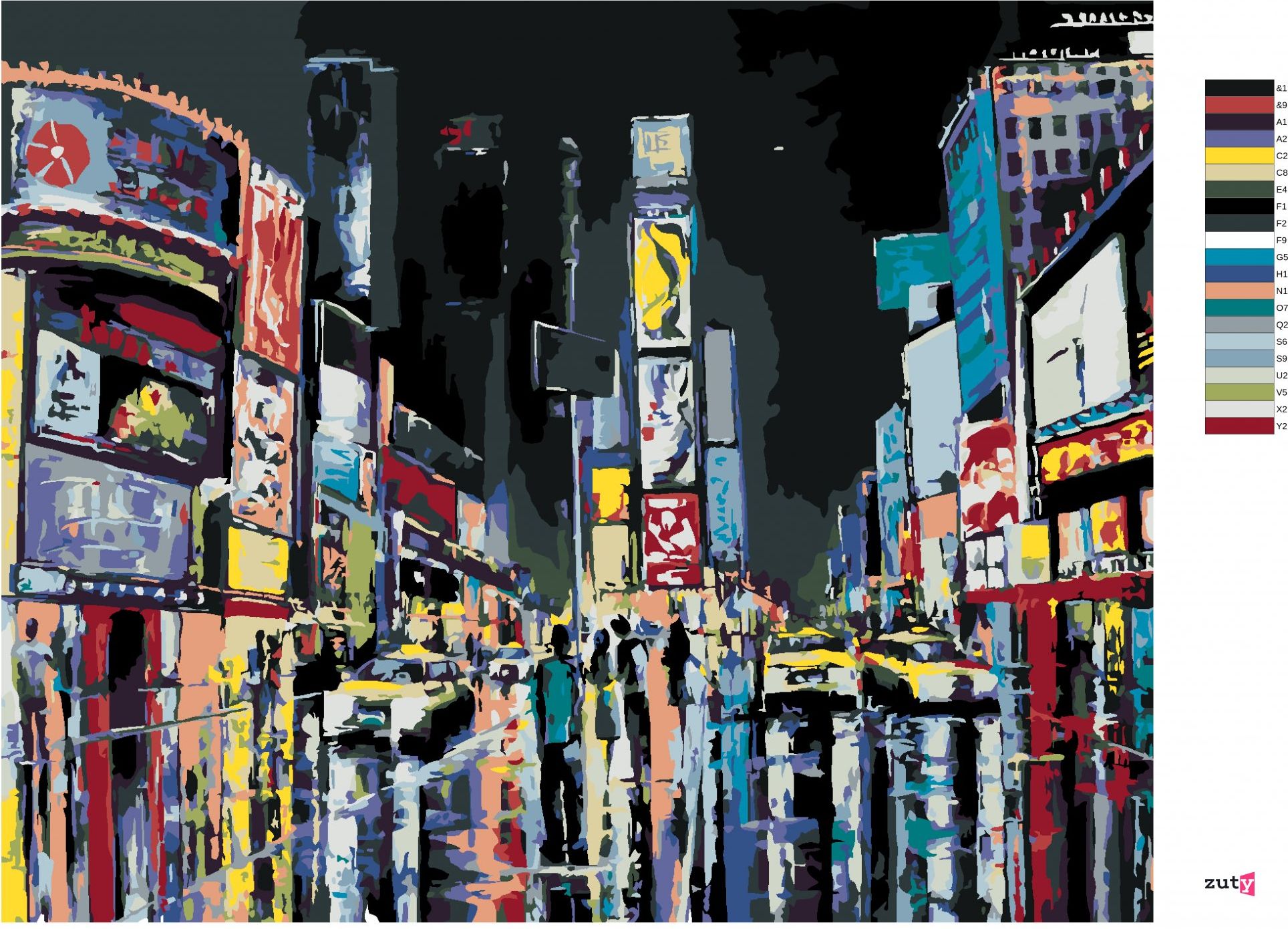 zuty Malování podle čísel - POHLED NA NOČNÍ NEW YORK - Rozměr: 40x50 cm, Rámování: Varianta: vypnuté plátno na rám - obrázek 5