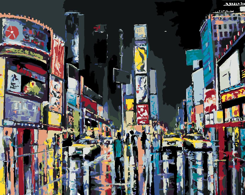 zuty Malování podle čísel - POHLED NA NOČNÍ NEW YORK - Rozměr: 40x50 cm, Rámování: Varianta: vypnuté plátno na rám - obrázek 9