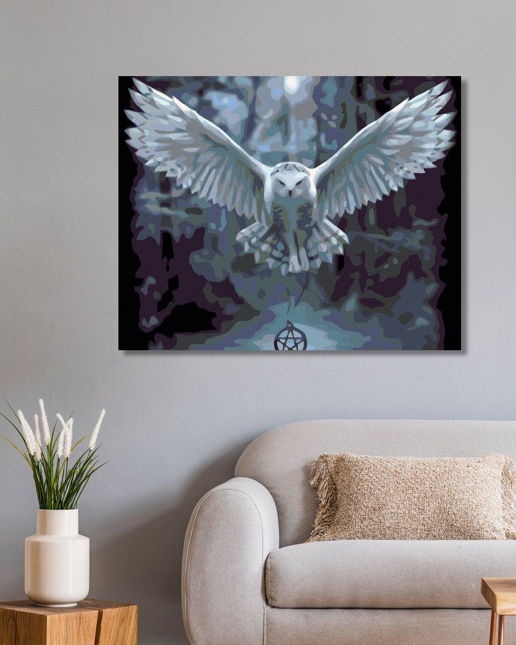 zuty Malování podle čísel - SOVA S PENTAGRAMEM - Rozměr: 40x50 cm, Rámování: Varianta: bez rámu a bez vypnutí plátna - obrázek 5