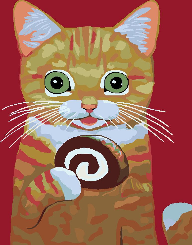 zuty Malování podle čísel - KOČKA S ROLÁDOU - Rozměr: 40x50 cm, Rámování: Varianta: bez rámu a bez vypnutí plátna - obrázek 9
