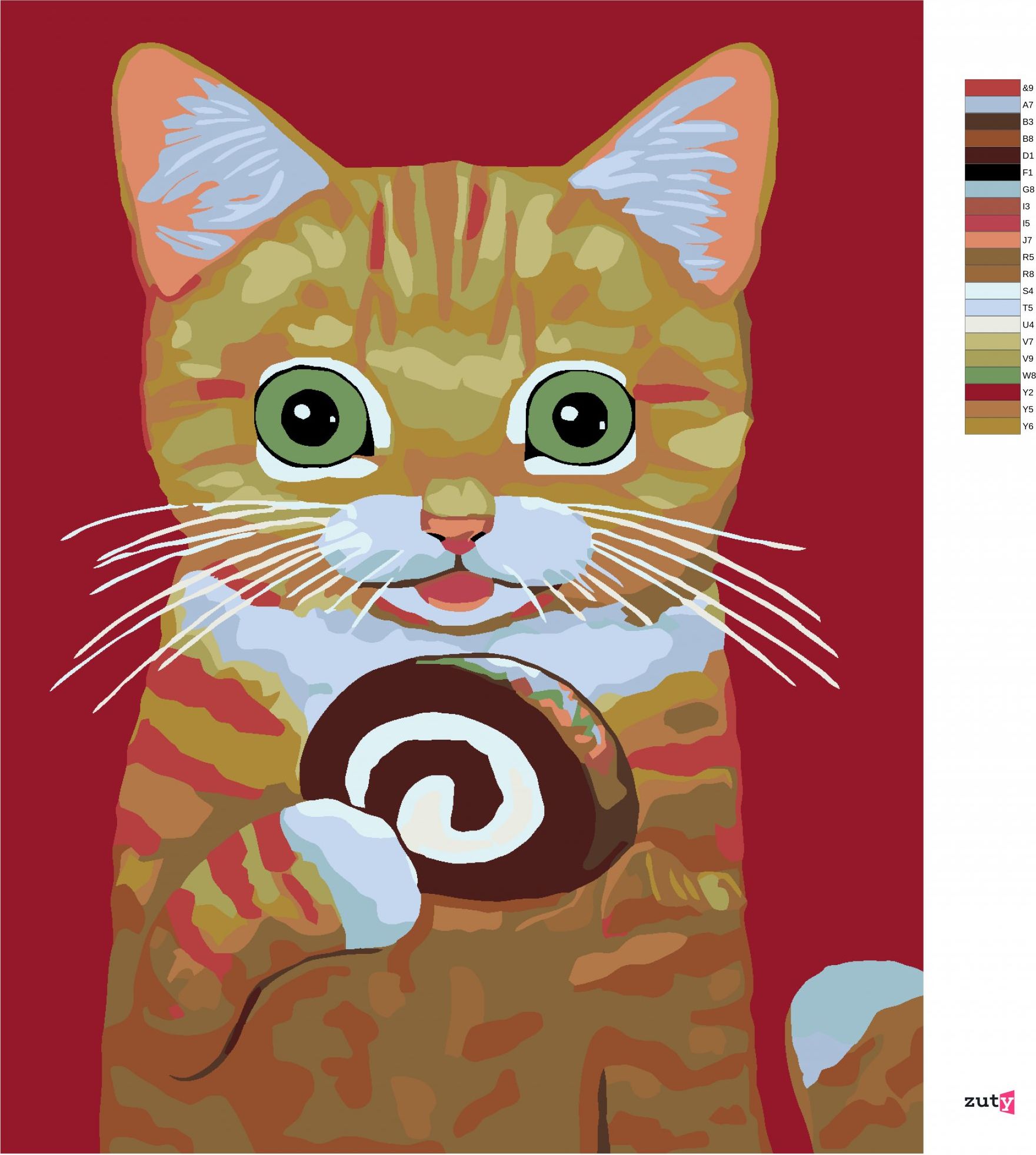 zuty Malování podle čísel - KOČKA S ROLÁDOU - Rozměr: 40x50 cm, Rámování: Varianta: vypnuté plátno na rám - obrázek 7