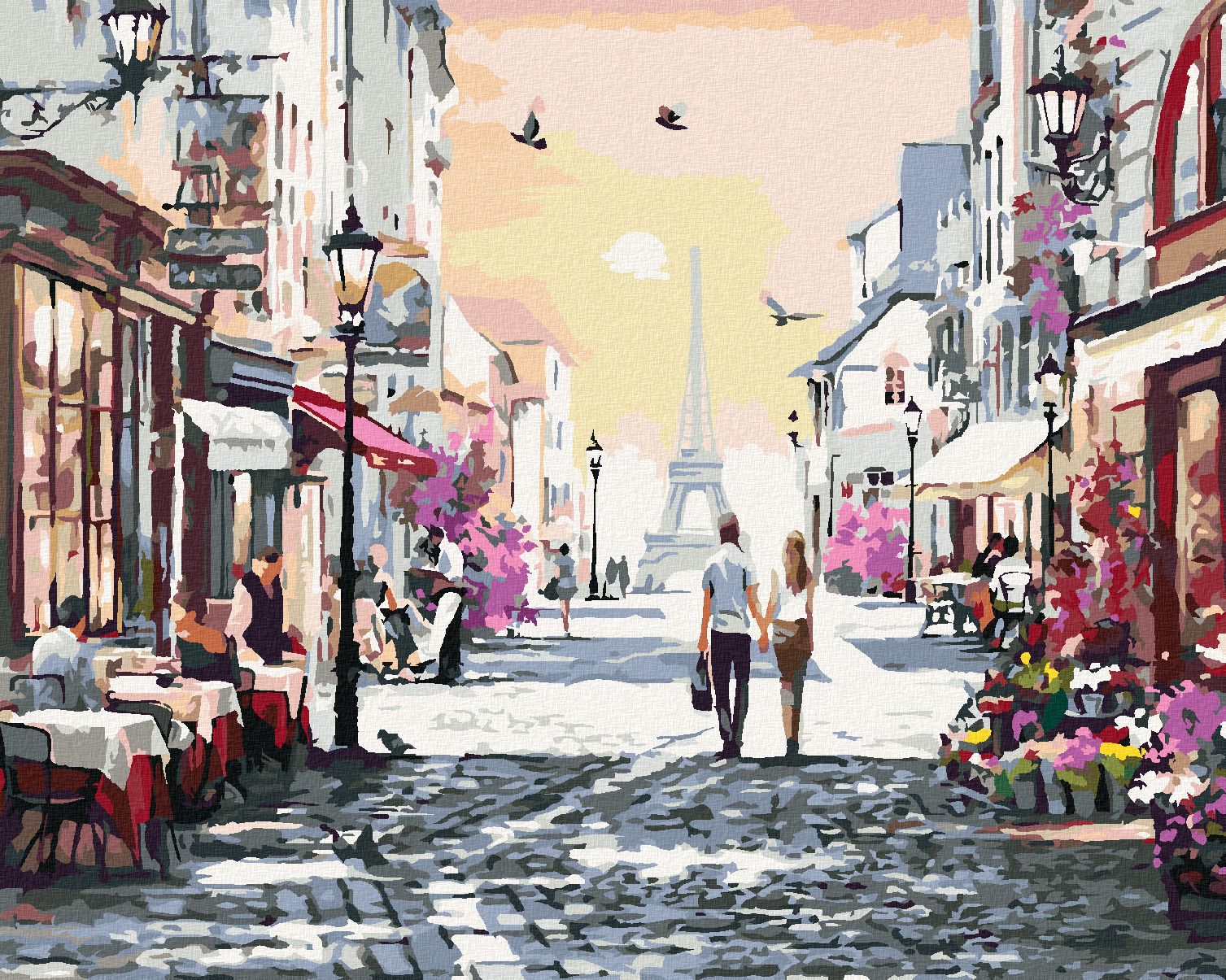 zuty Malování podle čísel - MILENCI V PAŘÍŽI (RICHARD MACNEIL) - Rozměr: 40x50 cm, Rámování: Varianta: bez rámu a bez vypnutí plátna - obrázek 1