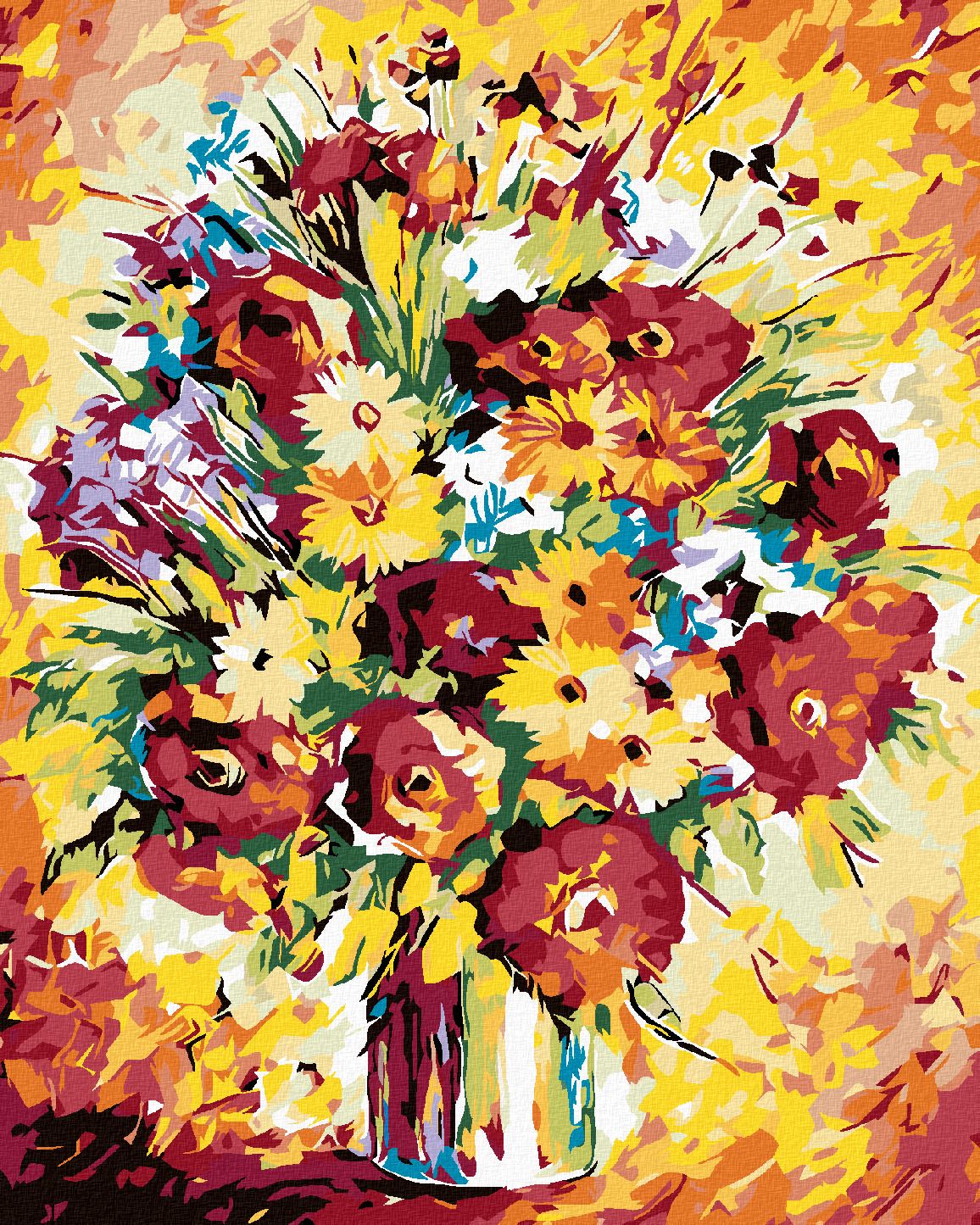 zuty Malování podle čísel - VELKÁ KYTICE LUČNÍHO KVÍTÍ - Rozměr: 40x50 cm, Rámování: Varianta: bez rámu a bez vypnutí plátna - obrázek 1