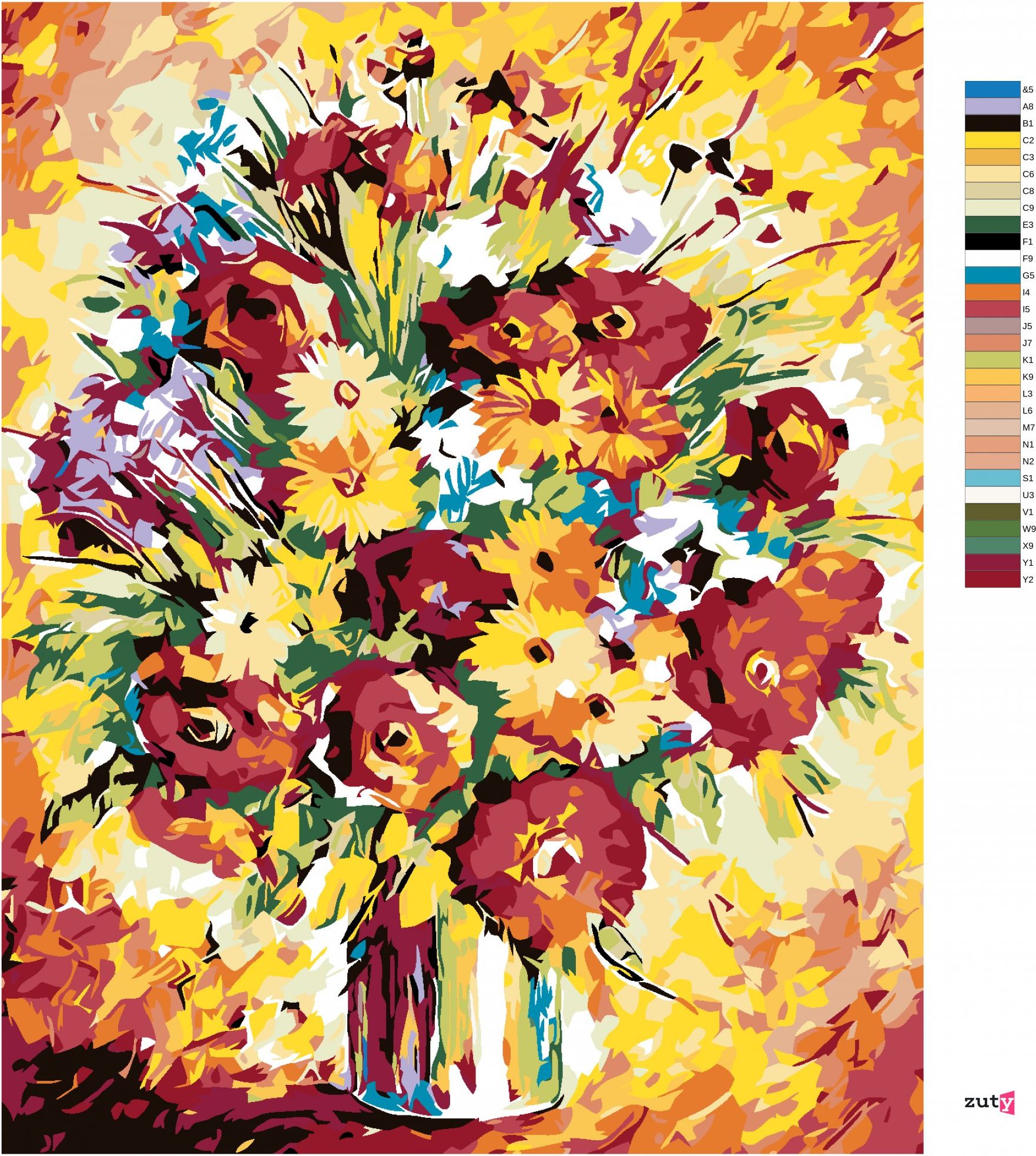 zuty Malování podle čísel - VELKÁ KYTICE LUČNÍHO KVÍTÍ - Rozměr: 40x50 cm, Rámování: Varianta: bez rámu a bez vypnutí plátna - obrázek 10