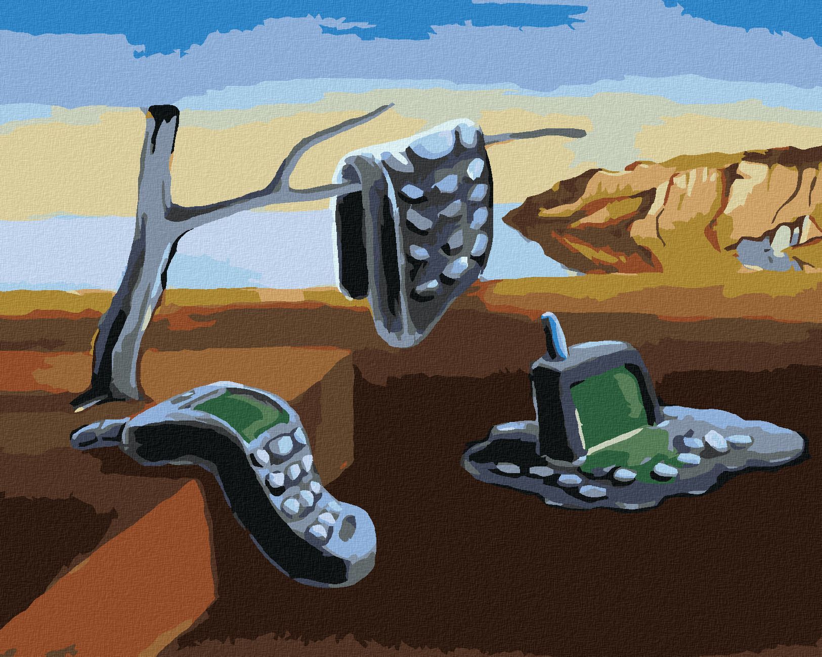 zuty Malování podle čísel - ROZTEKLÉ MOBILY - INSPIRACE SALVADOR DALÍ - Rozměr: 40x50 cm, Rámování: Varianta: vypnuté plátno na rám - obrázek 1