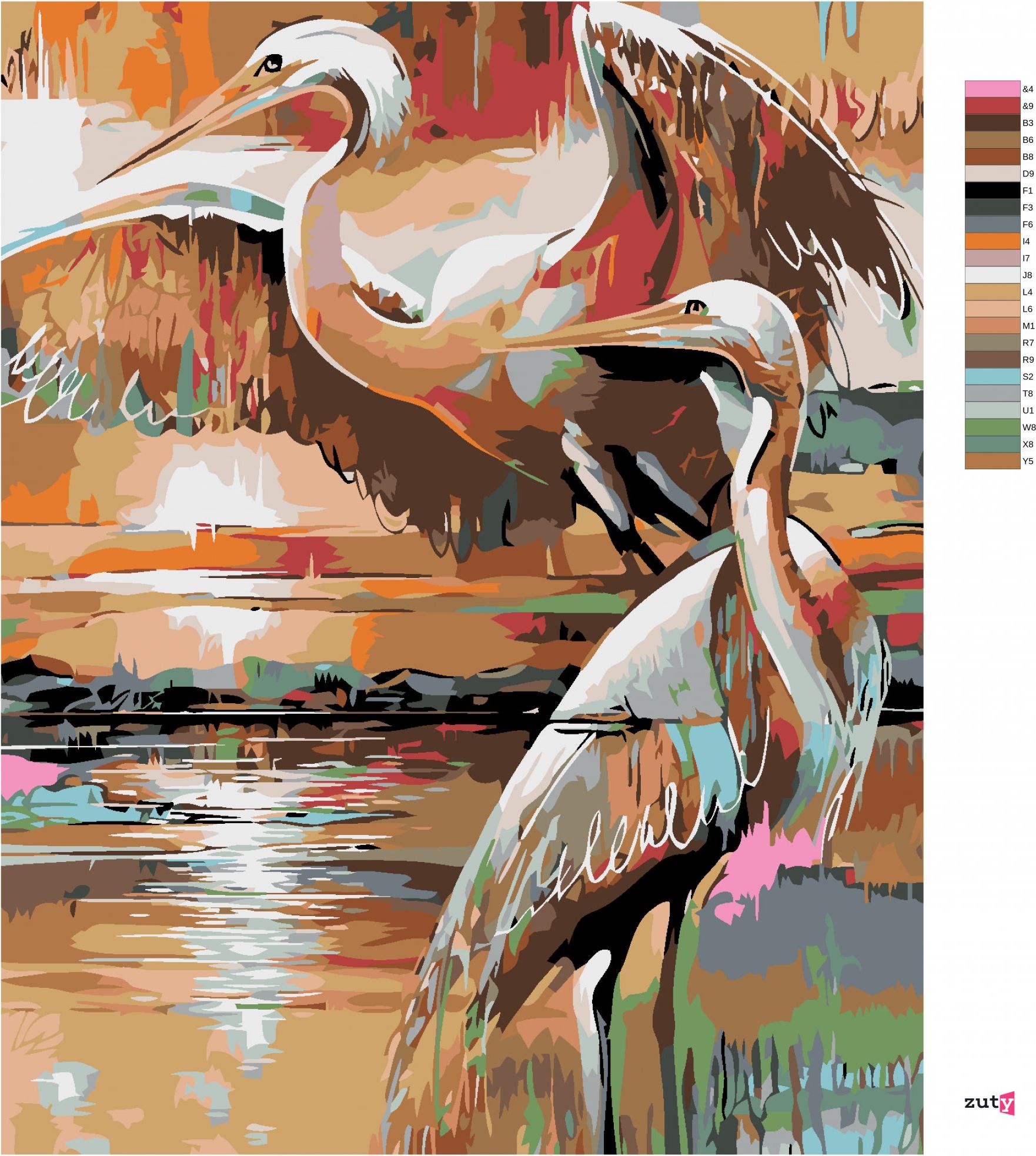 zuty Malování podle čísel - DVĚ VOLAVKY - Rozměr: 40x50 cm, Rámování: Varianta: vypnuté plátno na rám - obrázek 3