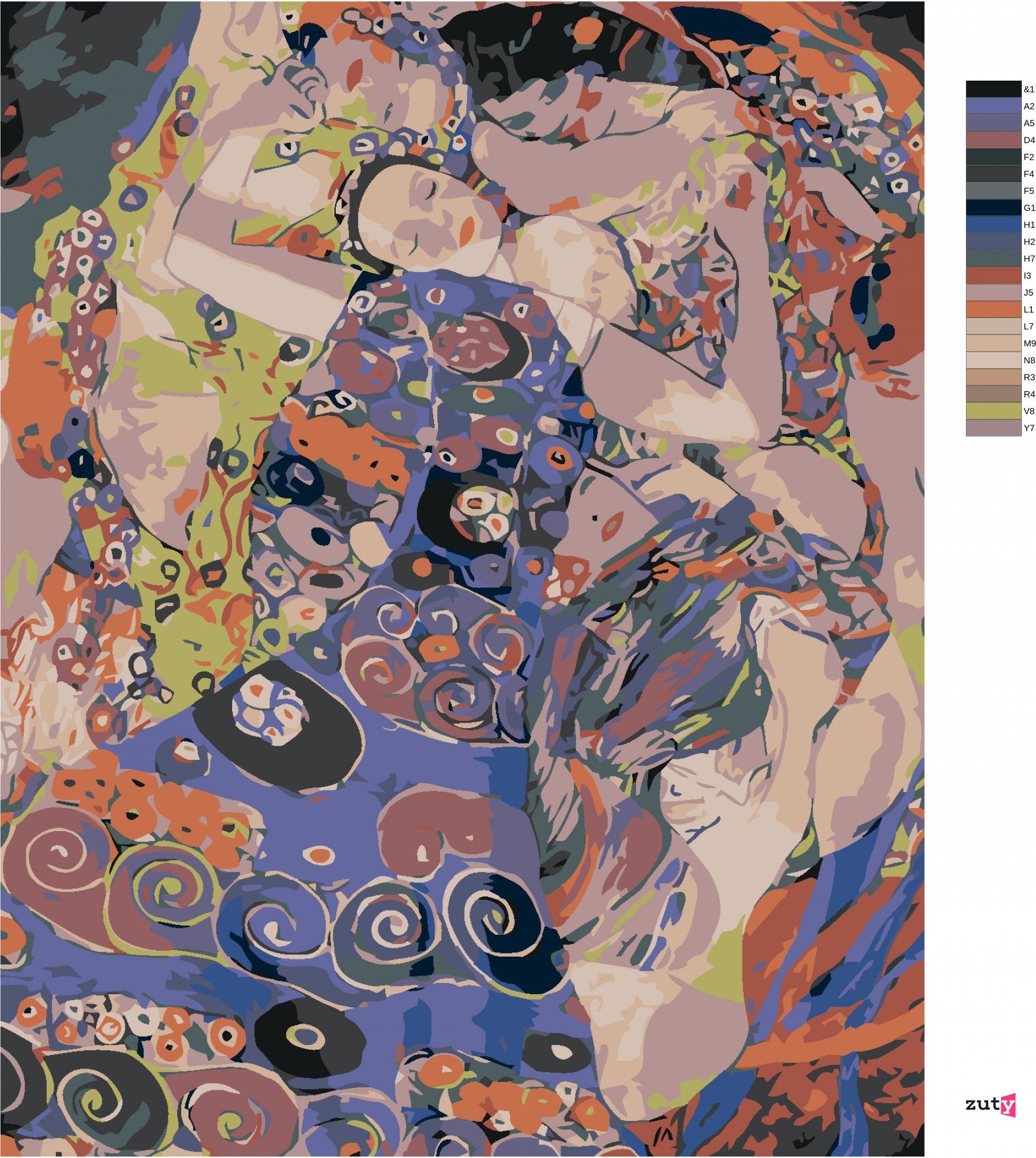 zuty Malování podle čísel - VIRGIN (Gustav Klimt) - Rozměr: 40x50 cm, Rámování: Varianta: bez rámu a bez vypnutí plátna - obrázek 4