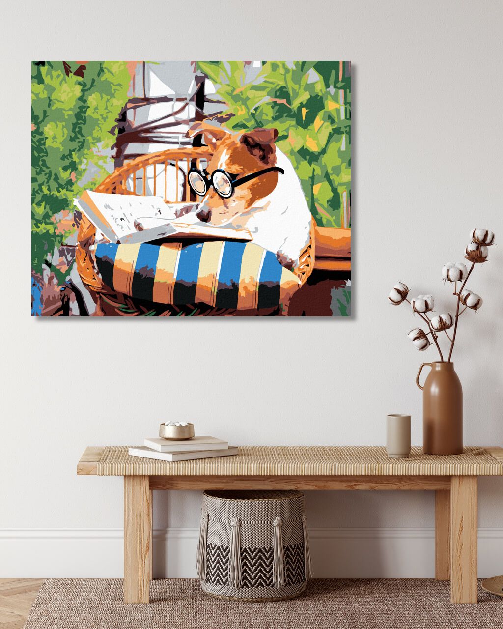 zuty Malování podle čísel - PES S KNIHOU - Rozměr: 40x50 cm, Rámování: Varianta: bez rámu a bez vypnutí plátna - obrázek 3