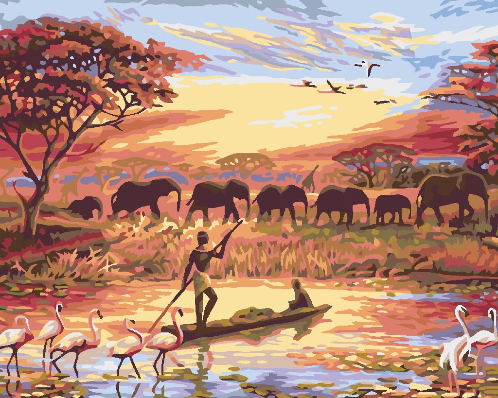 zuty Malování podle čísel - AFRICKÝ ZÁPAD SLUNCE - Rozměr: 40x50 cm, Rámování: Varianta: bez rámu a bez vypnutí plátna - obrázek 5