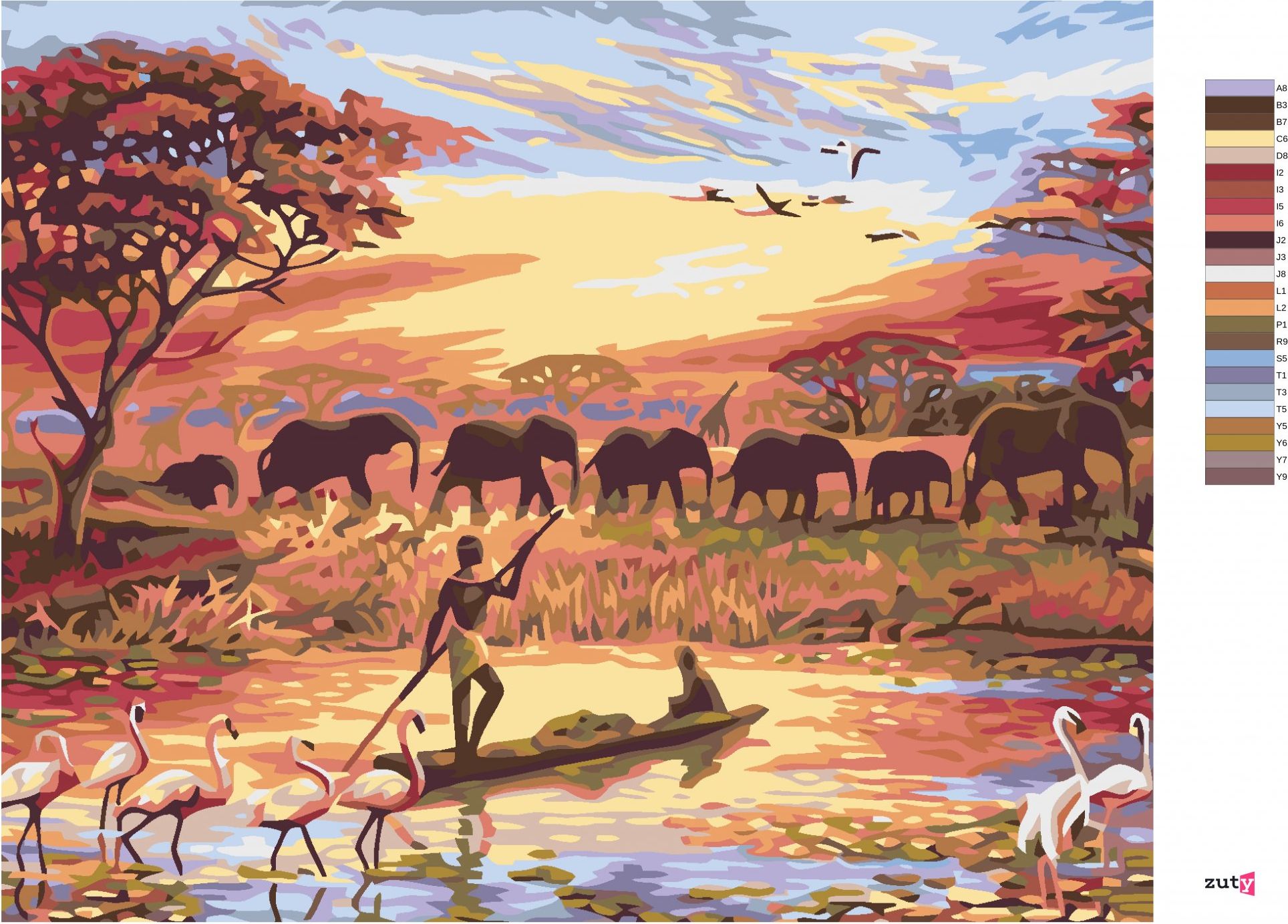 zuty Malování podle čísel - AFRICKÝ ZÁPAD SLUNCE - Rozměr: 40x50 cm, Rámování: Varianta: bez rámu a bez vypnutí plátna - obrázek 7