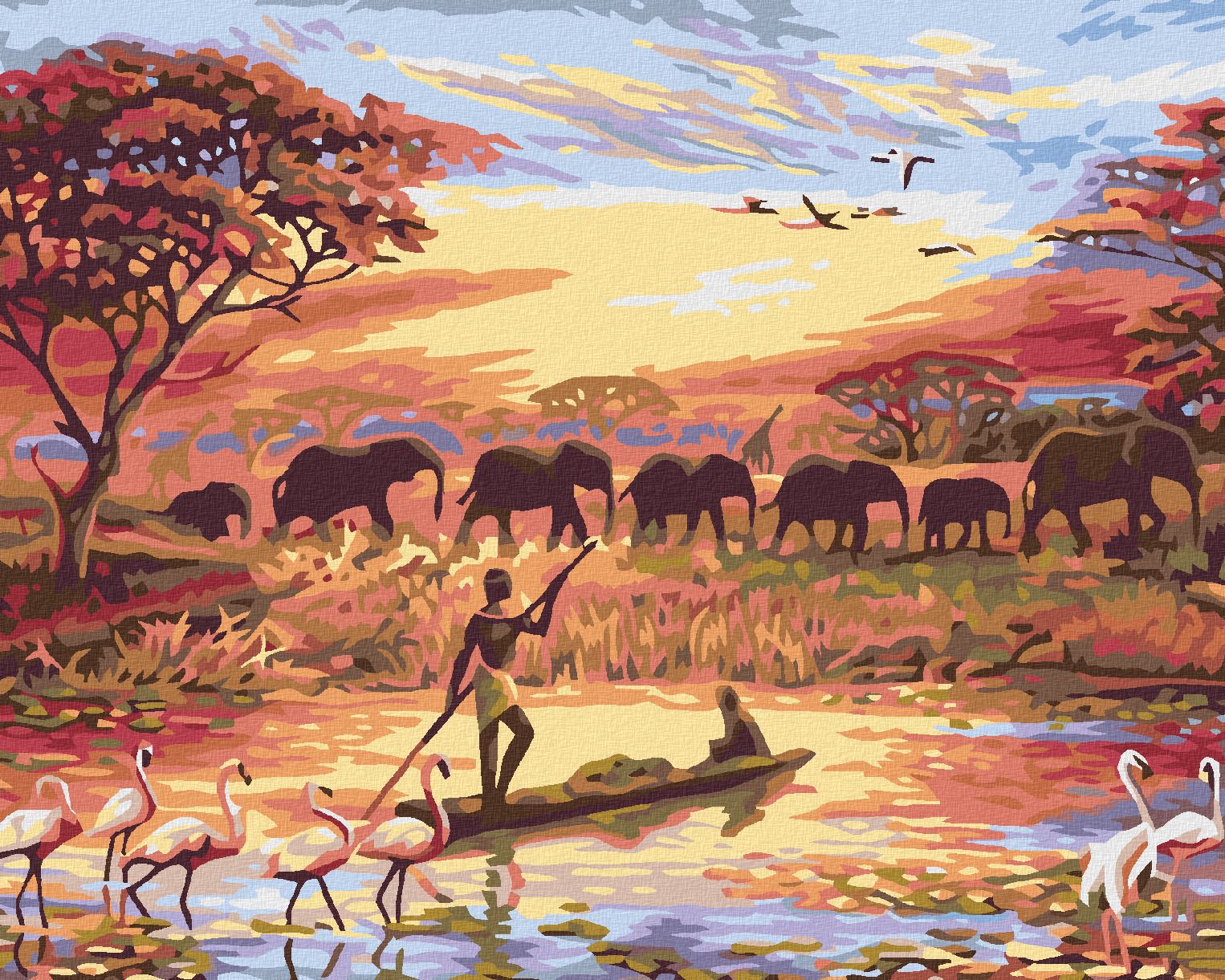 zuty Malování podle čísel - AFRICKÝ ZÁPAD SLUNCE - Rozměr: 40x50 cm, Rámování: Varianta: vypnuté plátno na rám - obrázek 1