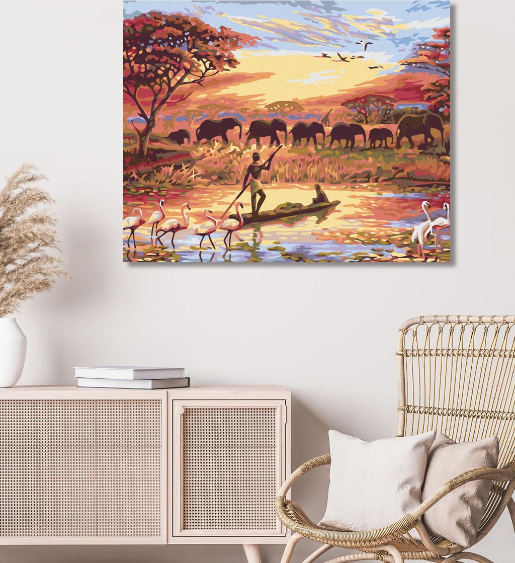 zuty Malování podle čísel - AFRICKÝ ZÁPAD SLUNCE - Rozměr: 40x50 cm, Rámování: Varianta: vypnuté plátno na rám - obrázek 6