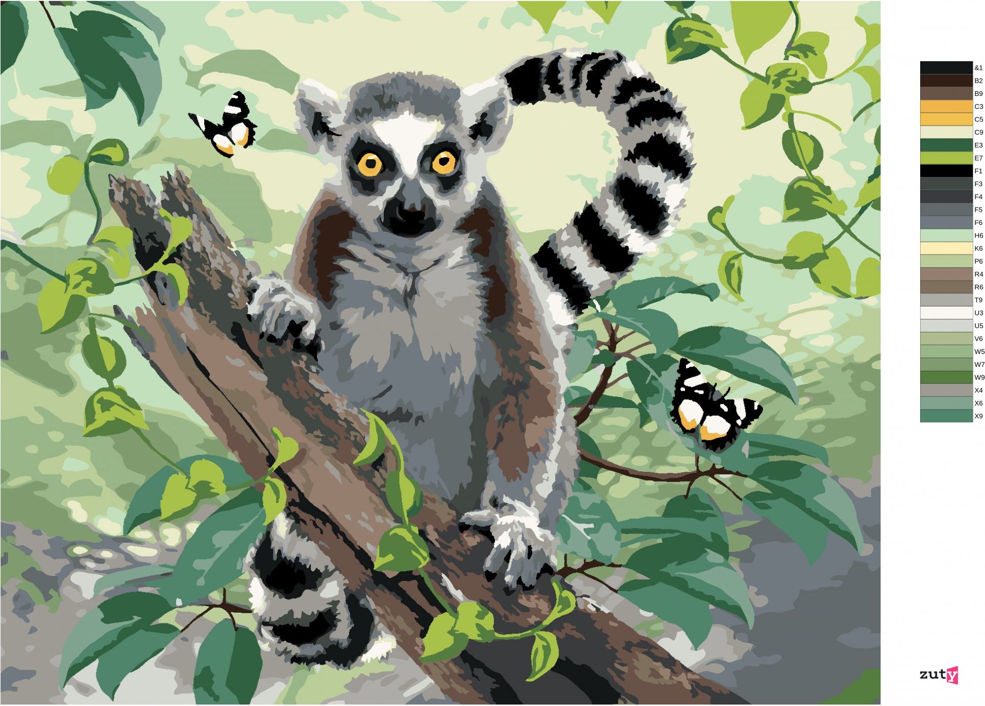 zuty Malování podle čísel - LEMUR A MOTÝLI (HOWARD ROBINSON) - Rozměr: 40x50 cm, Rámování: Varianta: vypnuté plátno na rám - obrázek 5