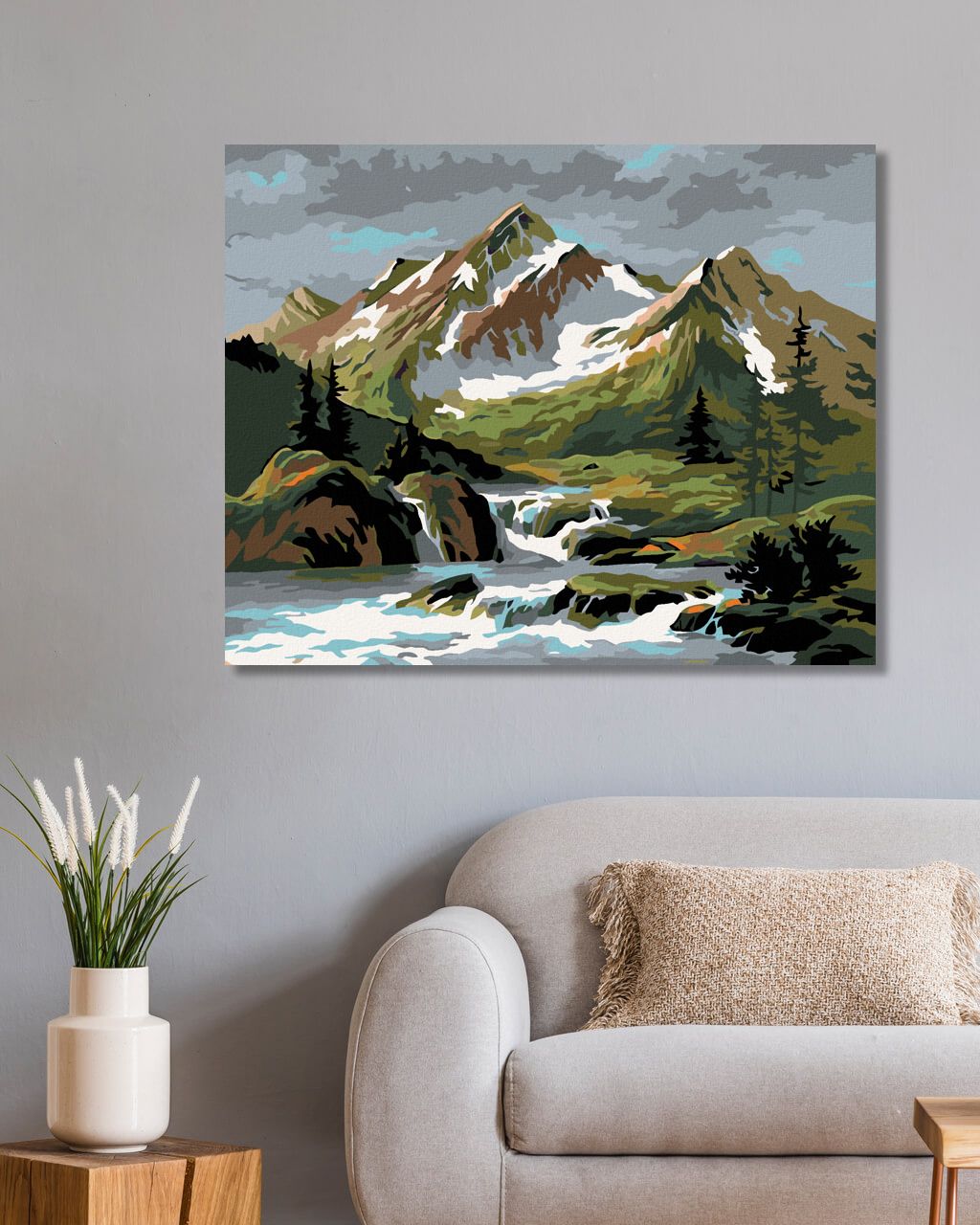 zuty Malování podle čísel - TEKOUCÍ POTOK POD HOROU - Rozměr: 40x50 cm, Rámování: Varianta: vypnuté plátno na rám - obrázek 10