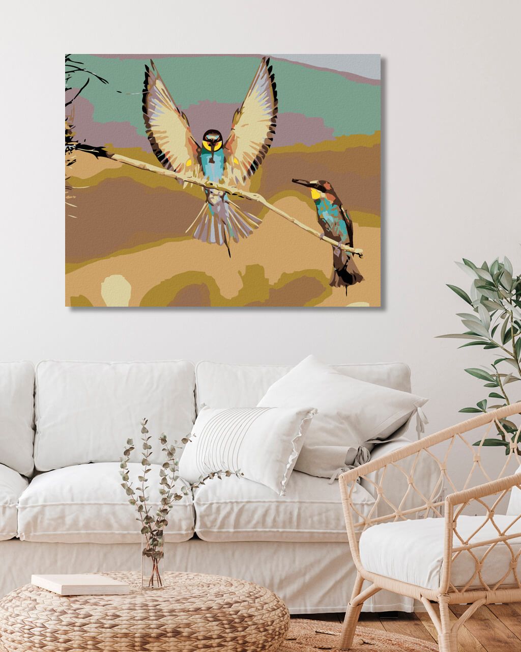 zuty Malování podle čísel - DVA PTÁČCI NA SUCHÉ VĚTVI - Rozměr: 40x50 cm, Rámování: Varianta: vypnuté plátno na rám - obrázek 7