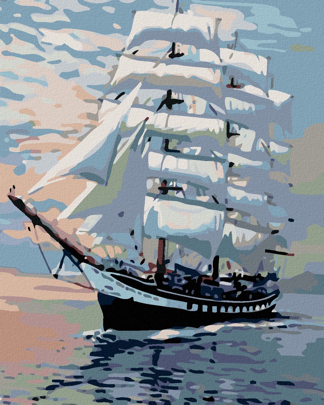 zuty Malování podle čísel - VELKÁ PLACHETNICE - Rozměr: 40x50 cm, Rámování: Varianta: vypnuté plátno na rám - obrázek 1
