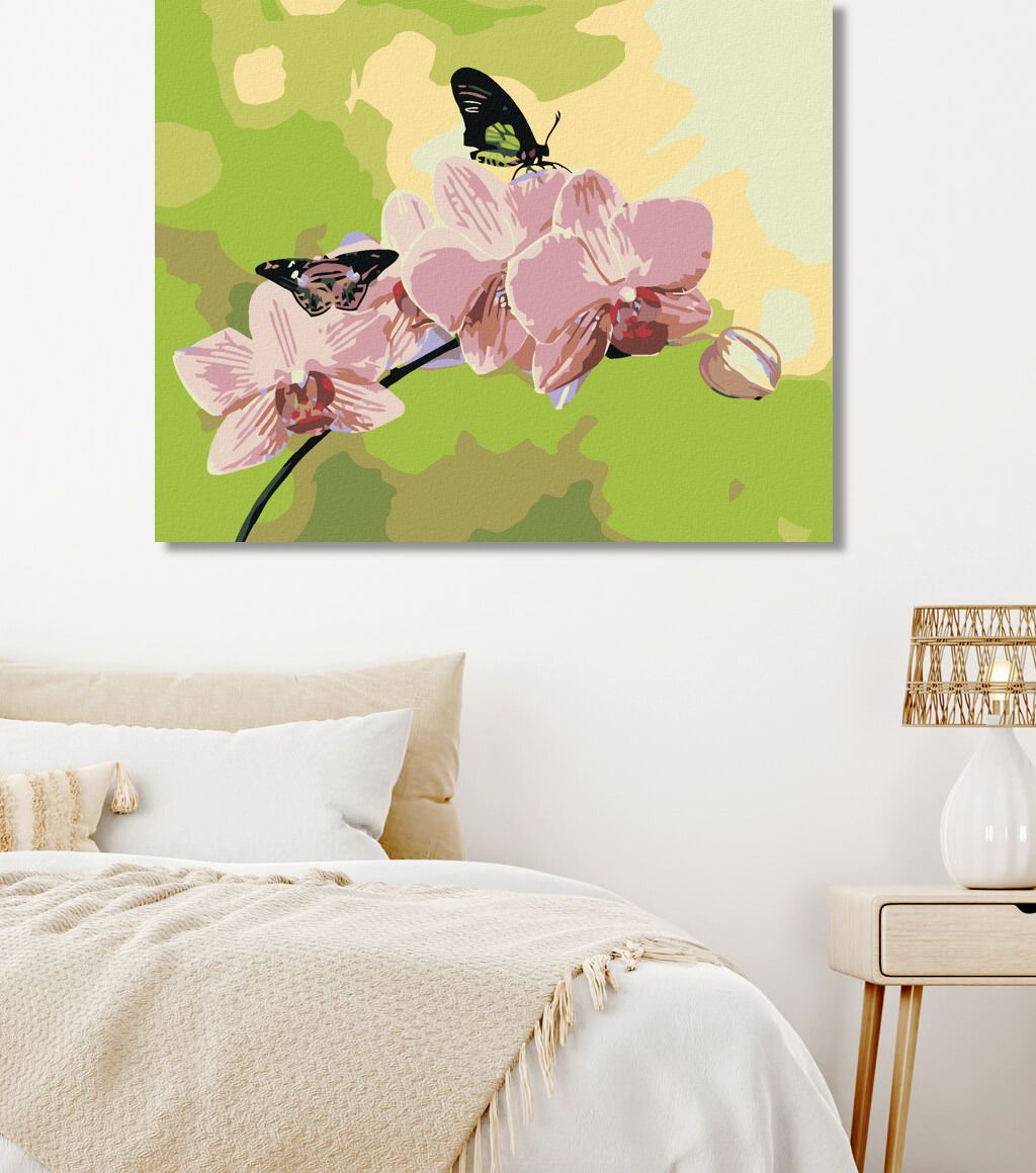 zuty Malování podle čísel - ORCHIDEJ S MOTÝLKY - Rozměr: 40x50 cm, Rámování: Varianta: bez rámu a bez vypnutí plátna - obrázek 2