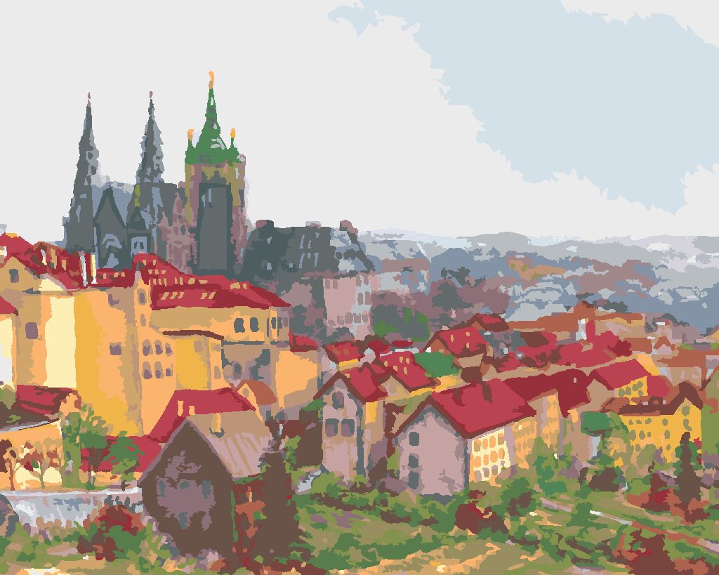 zuty Malování podle čísel - PRAŽSKÝ HRAD - Rozměr: 40x50 cm, Rámování: Varianta: bez rámu a bez vypnutí plátna - obrázek 3