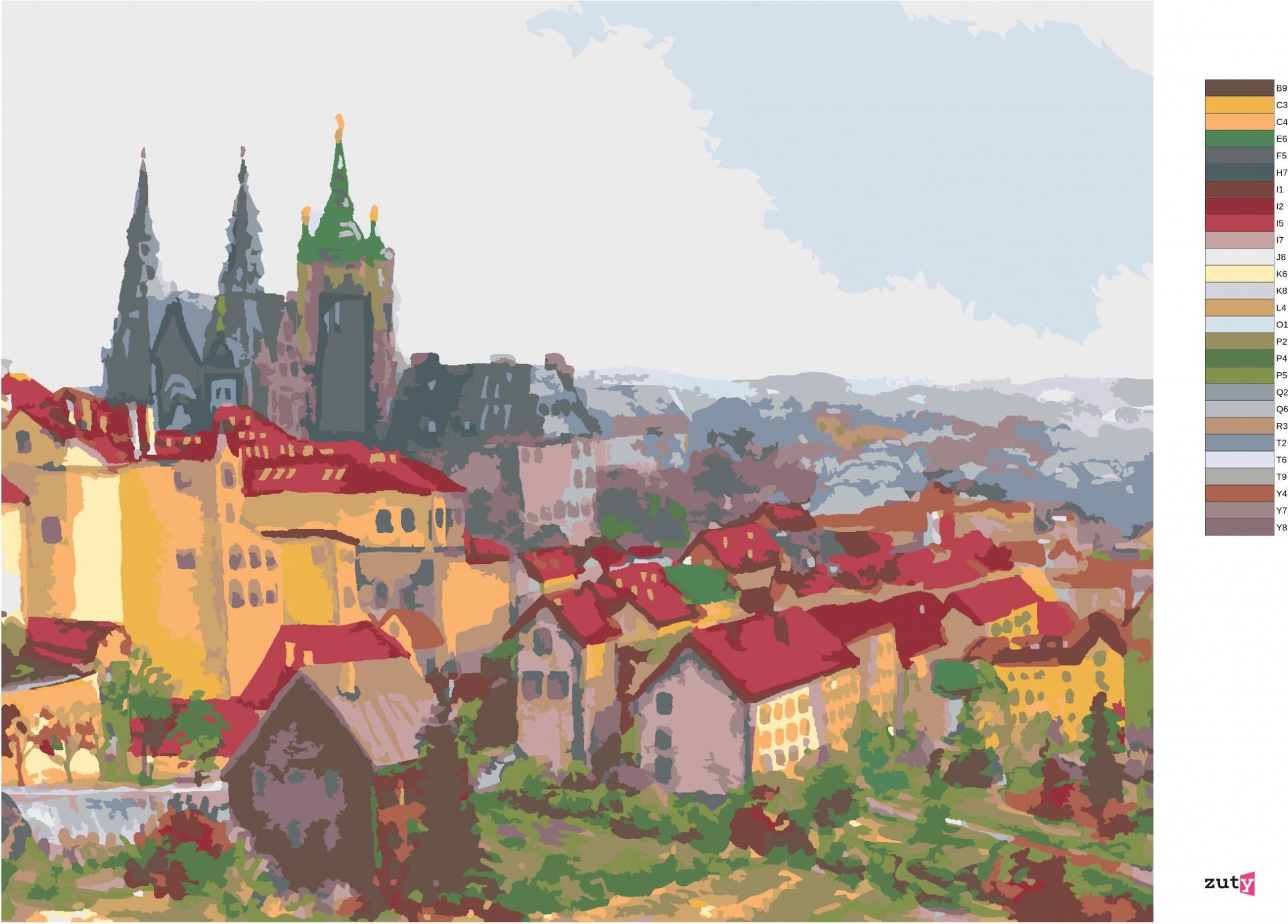 zuty Malování podle čísel - PRAŽSKÝ HRAD - Rozměr: 40x50 cm, Rámování: Varianta: bez rámu a bez vypnutí plátna - obrázek 15