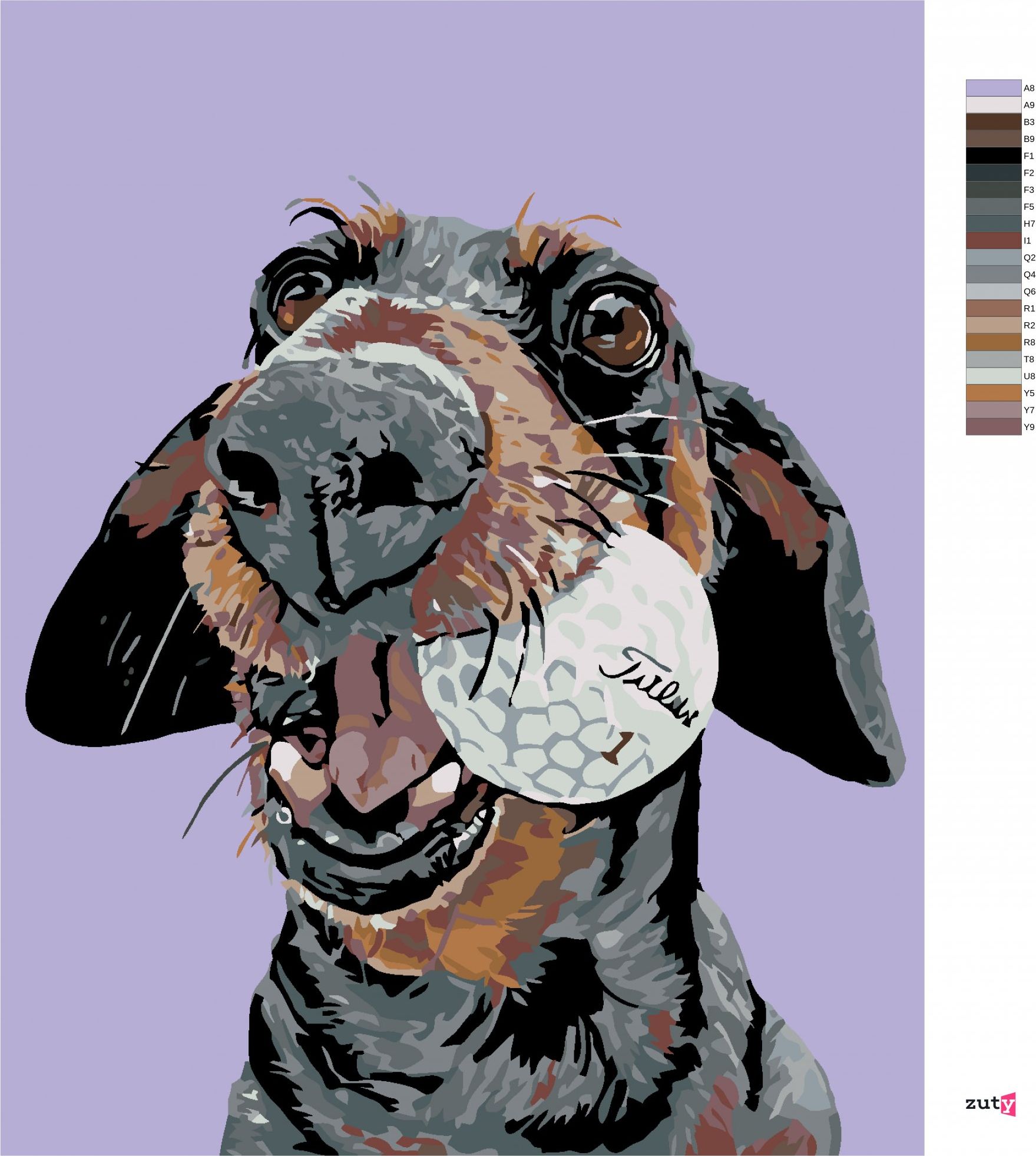 zuty Malování podle čísel - PES S GOLFOVÝM MÍČKEM - Rozměr: 40x50 cm, Rámování: Varianta: bez rámu a bez vypnutí plátna - obrázek 7