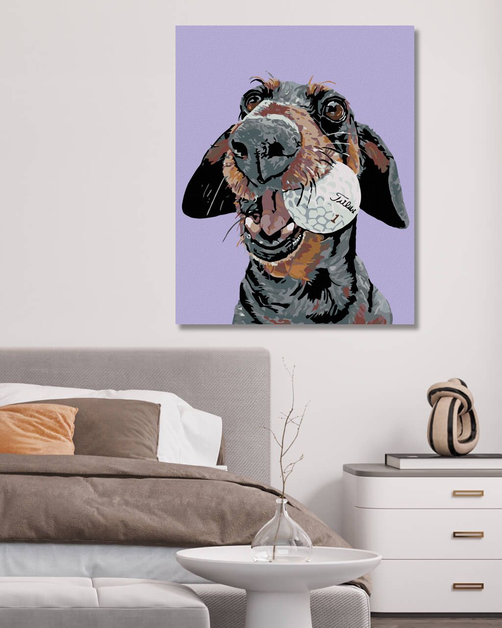 zuty Malování podle čísel - PES S GOLFOVÝM MÍČKEM - Rozměr: 40x50 cm, Rámování: Varianta: bez rámu a bez vypnutí plátna - obrázek 8