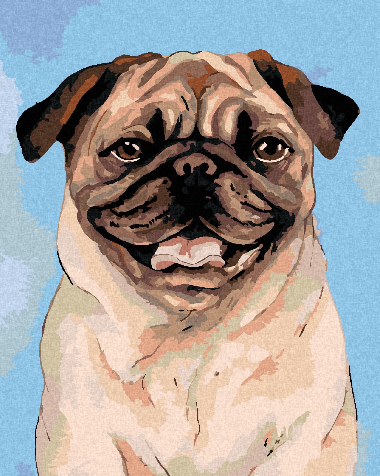 zuty Malování podle čísel - HNĚDÝ MOPSÍK - Rozměr: 40x50 cm, Rámování: Varianta: vypnuté plátno na rám - obrázek 1