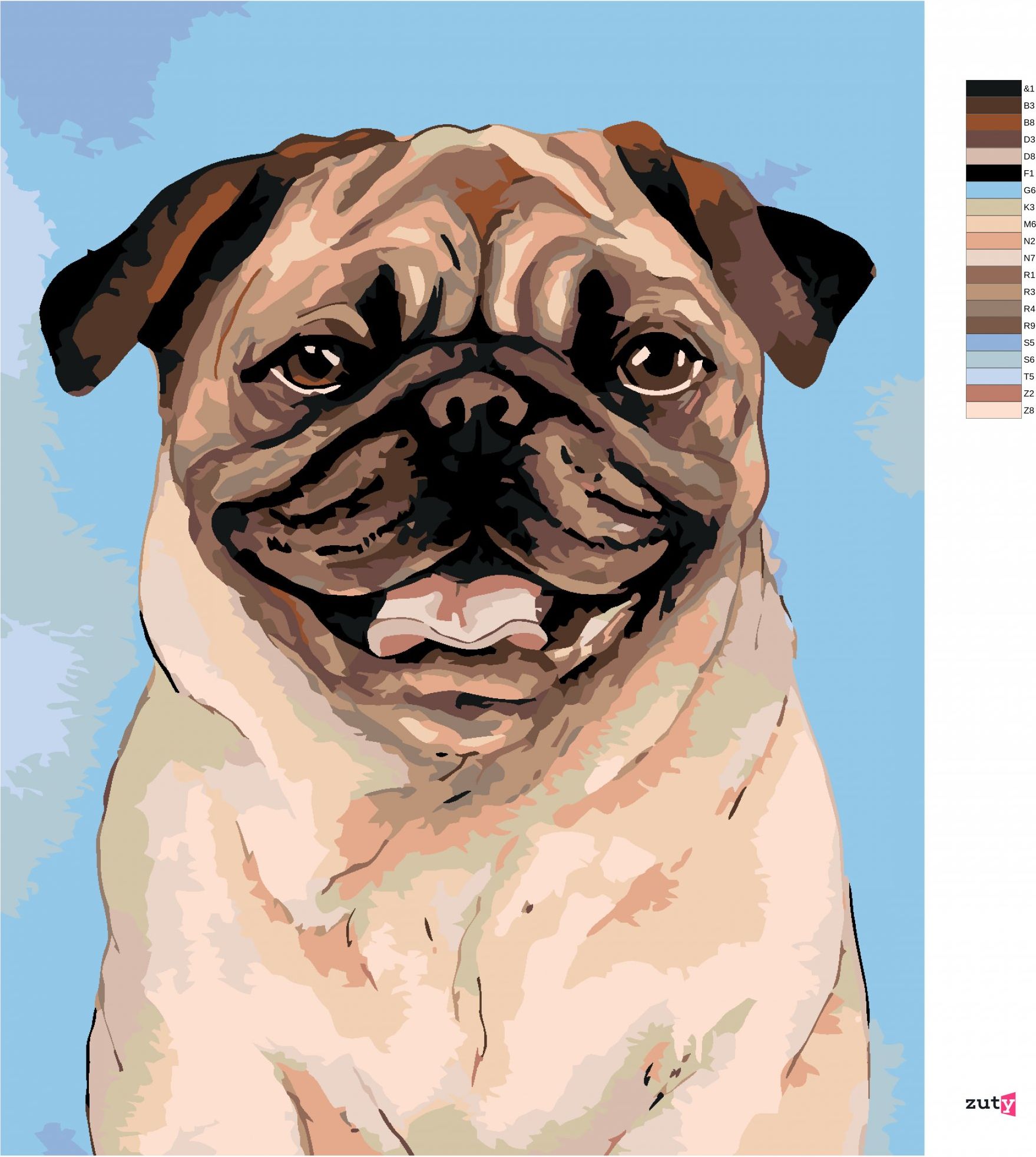 zuty Malování podle čísel - HNĚDÝ MOPSÍK - Rozměr: 40x50 cm, Rámování: Varianta: vypnuté plátno na rám - obrázek 6
