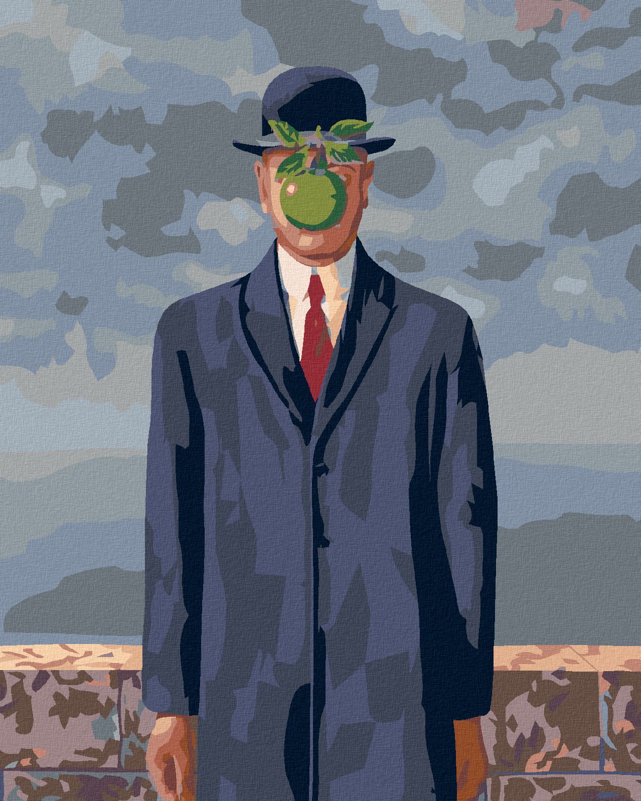 zuty Malování podle čísel - SYN ČLOVĚKA (RENÉ MAGRITTE) - Rozměr: 40x50 cm, Rámování: Varianta: bez rámu a bez vypnutí plátna - obrázek 1