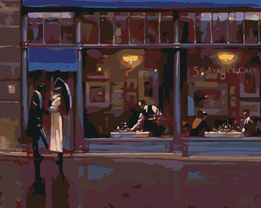 zuty Malování podle čísel - V NOCI PŘED RESTAURACÍ - Rozměr: 40x50 cm, Rámování: Varianta: bez rámu a bez vypnutí plátna - obrázek 6