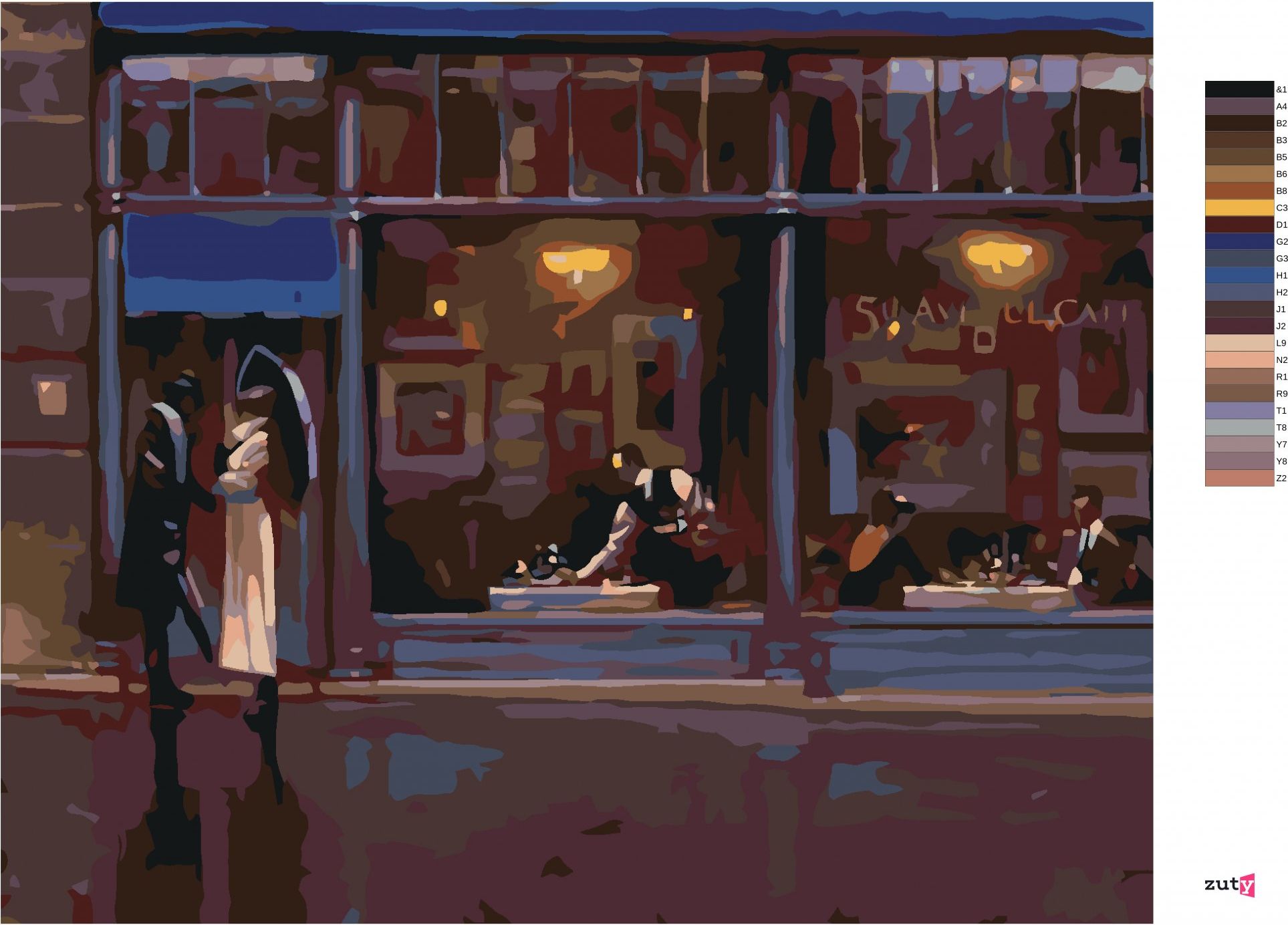 zuty Malování podle čísel - V NOCI PŘED RESTAURACÍ - Rozměr: 40x50 cm, Rámování: Varianta: bez rámu a bez vypnutí plátna - obrázek 7