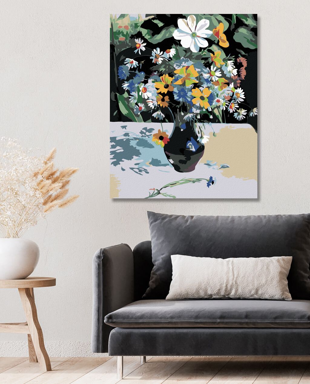 zuty Malování podle čísel - LUČNÍ KVÍTÍ V ČERNÉ VÁZE - Rozměr: 40x50 cm, Rámování: Varianta: bez rámu a bez vypnutí plátna - obrázek 2