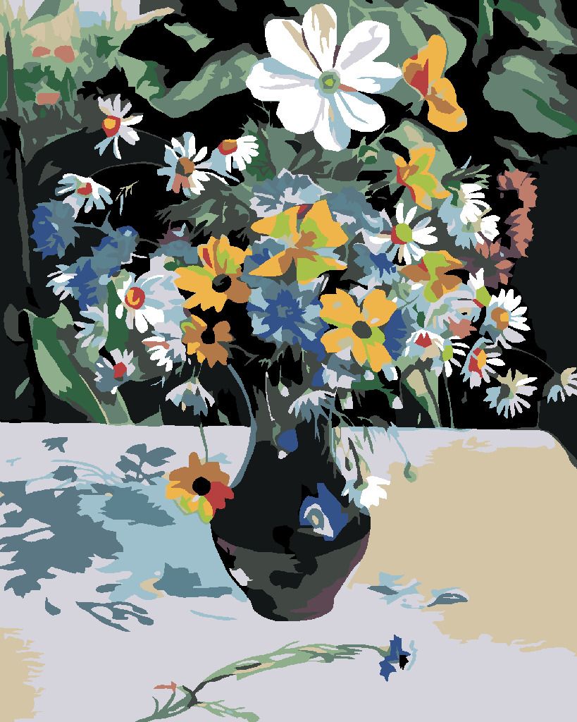 zuty Malování podle čísel - LUČNÍ KVÍTÍ V ČERNÉ VÁZE - Rozměr: 40x50 cm, Rámování: Varianta: bez rámu a bez vypnutí plátna - obrázek 10