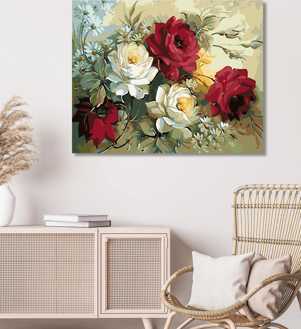 zuty Malování podle čísel - KYTICE MALOVANÝCH RŮŽÍ - Rozměr: 40x50 cm, Rámování: Varianta: vypnuté plátno na rám - obrázek 8