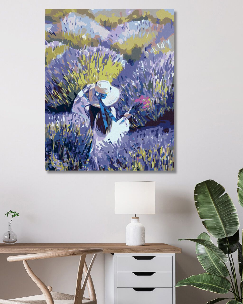 zuty Malování podle čísel - ŽENA UPROSTŘED LEVANDULOVÉHO POLE - Rozměr: 40x50 cm, Rámování: Varianta: vypnuté plátno na rám - obrázek 5