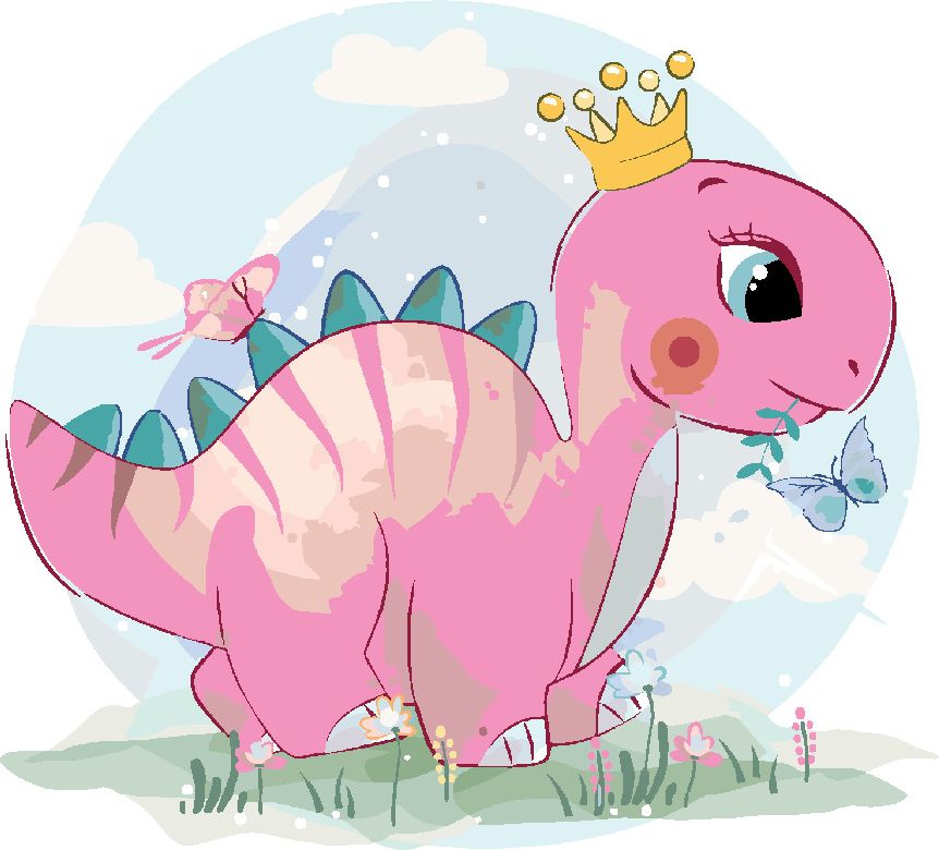 zuty Malování podle čísel - RŮŽOVÝ DINOSAURUS - Rozměr: 40x50 cm, Rámování: Varianta: vypnuté plátno na rám - obrázek 5