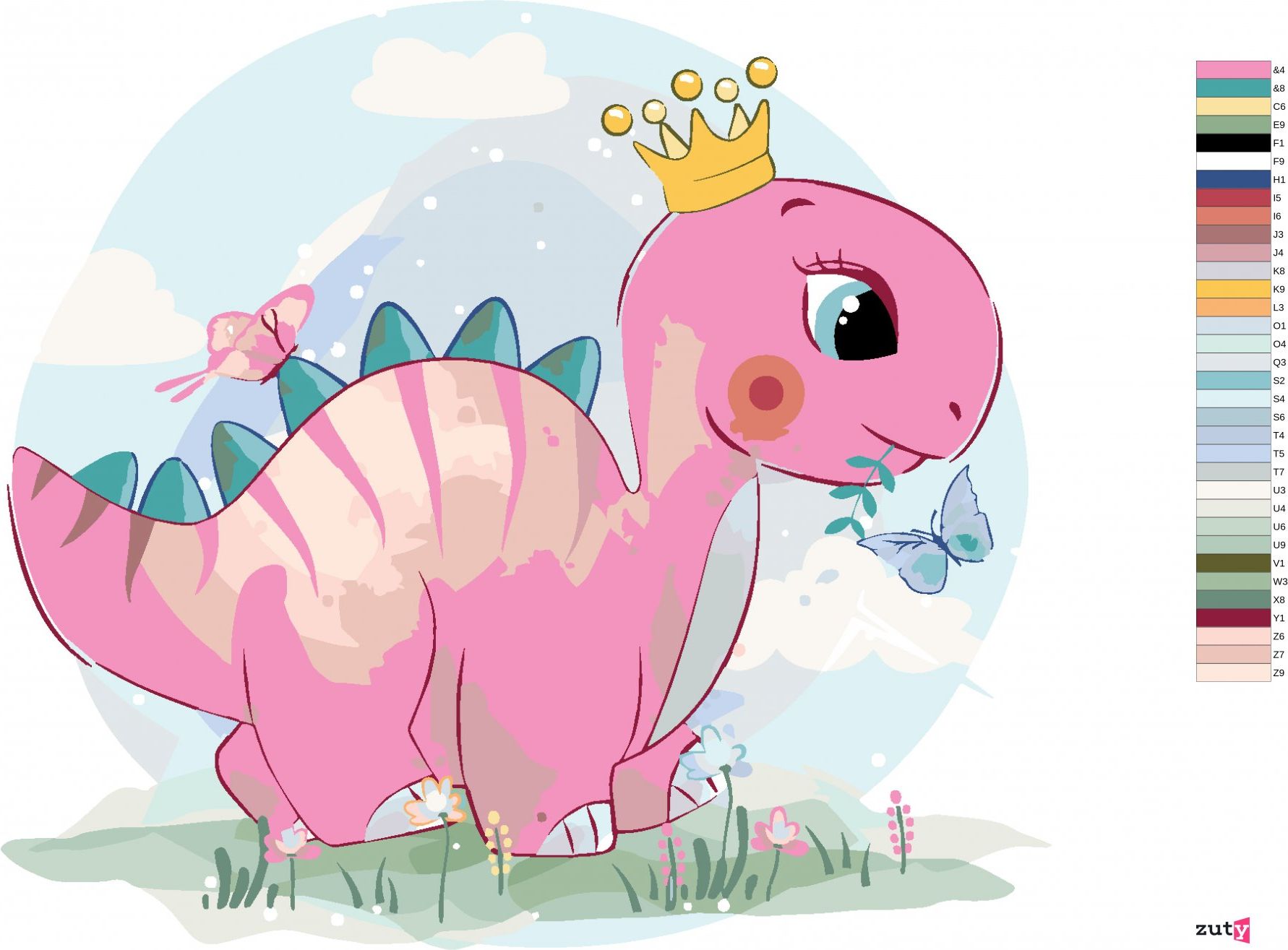 zuty Malování podle čísel - RŮŽOVÝ DINOSAURUS - Rozměr: 40x50 cm, Rámování: Varianta: vypnuté plátno na rám - obrázek 7